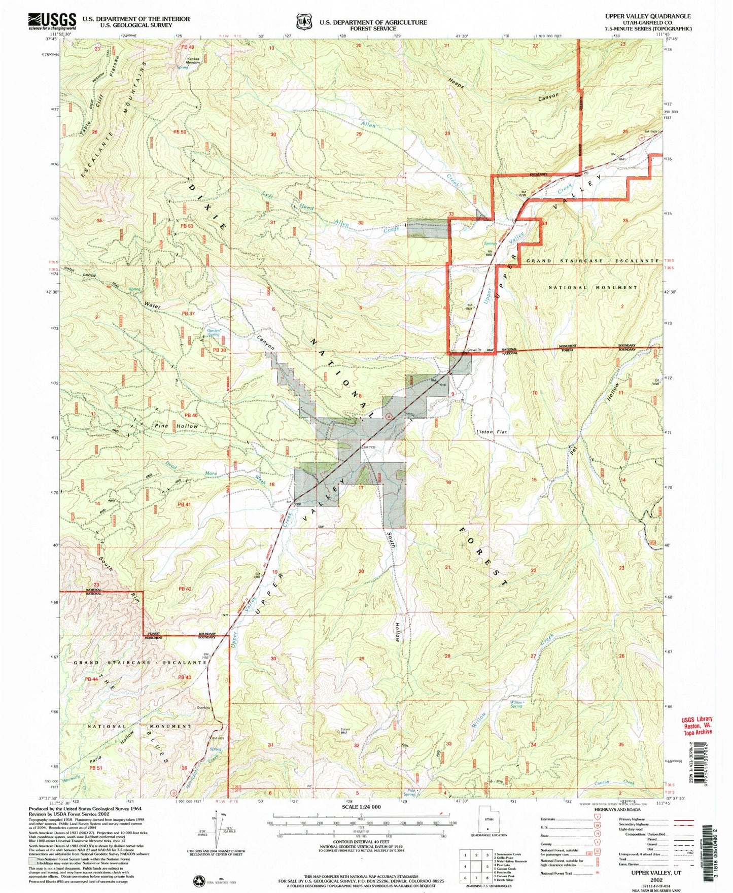 Classic USGS Upper Valley Utah 7.5'x7.5' Topo Map Image
