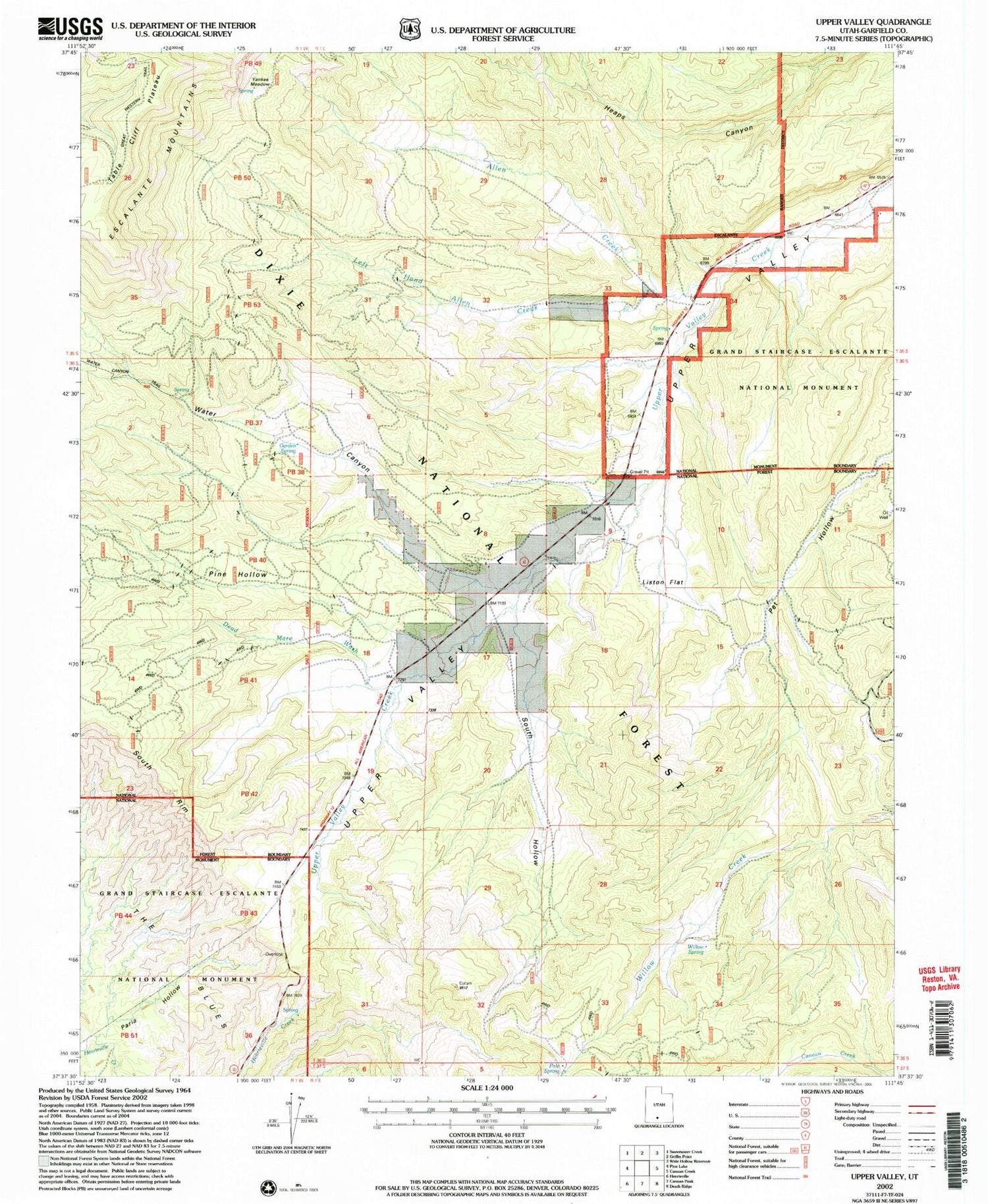 Classic USGS Upper Valley Utah 7.5'x7.5' Topo Map Image