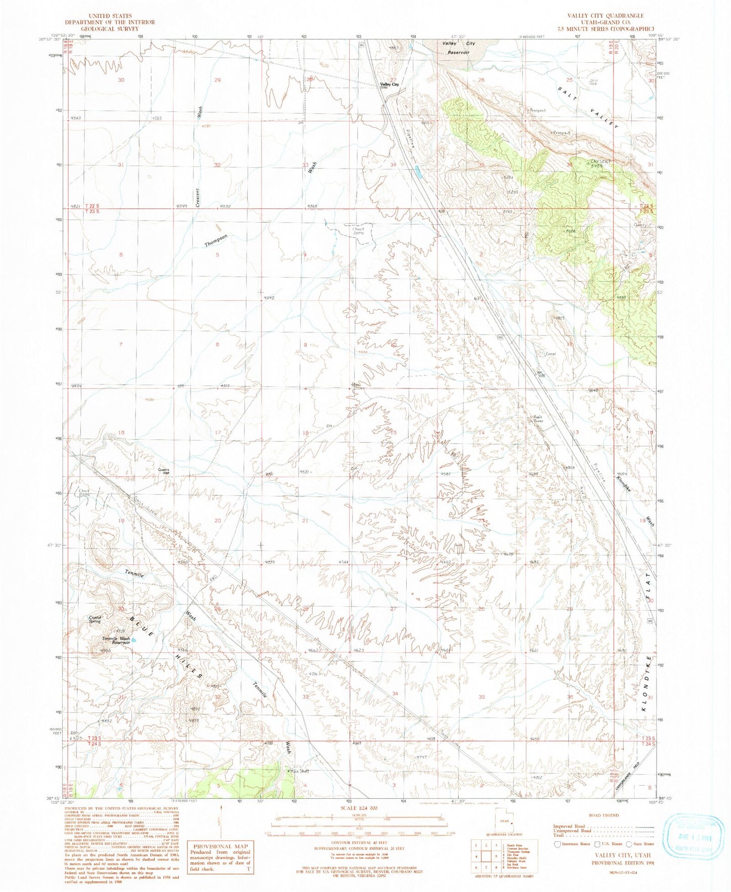Classic USGS Valley City Utah 7.5'x7.5' Topo Map Image