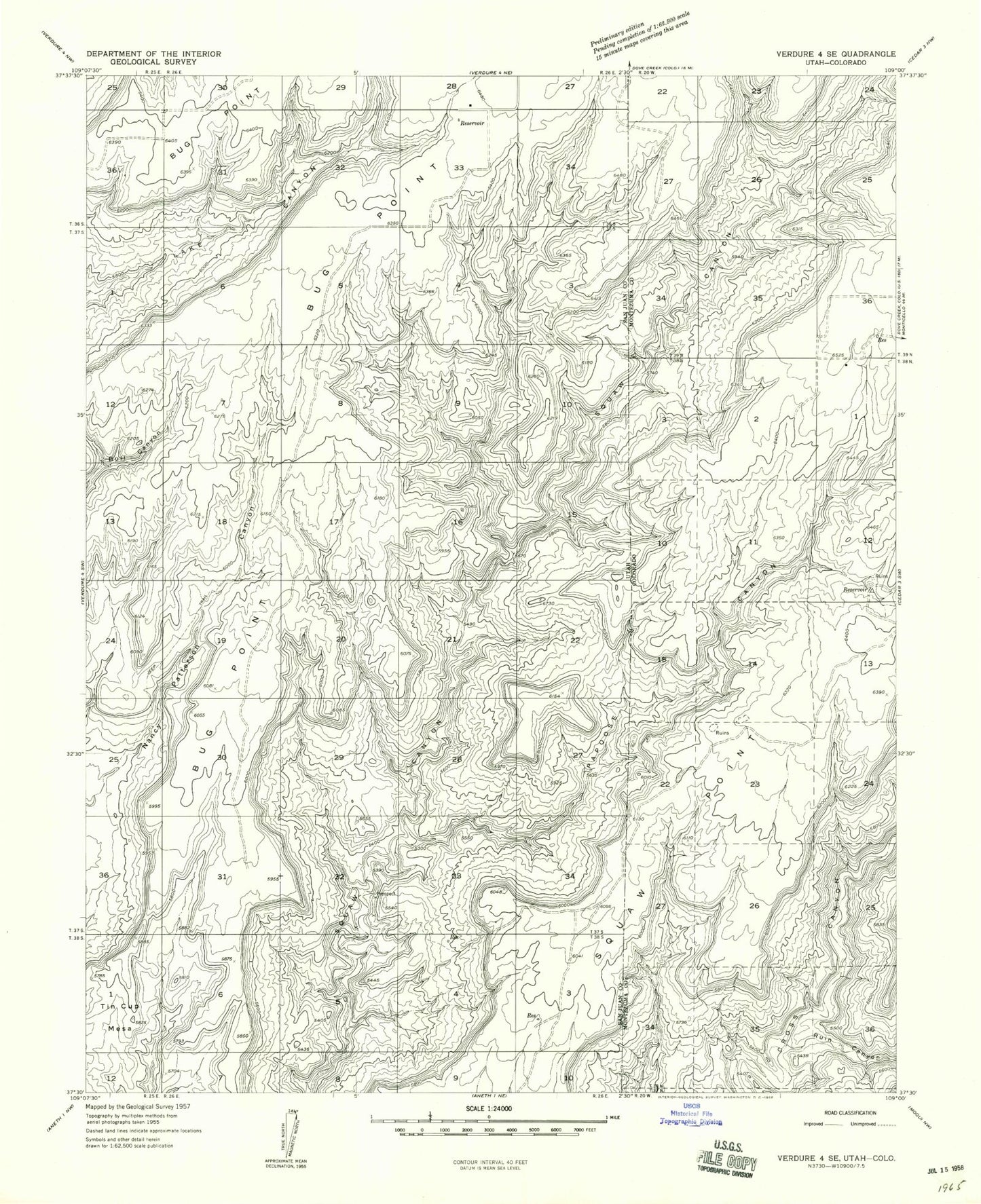 Classic USGS Papoose Canyon Utah 7.5'x7.5' Topo Map Image