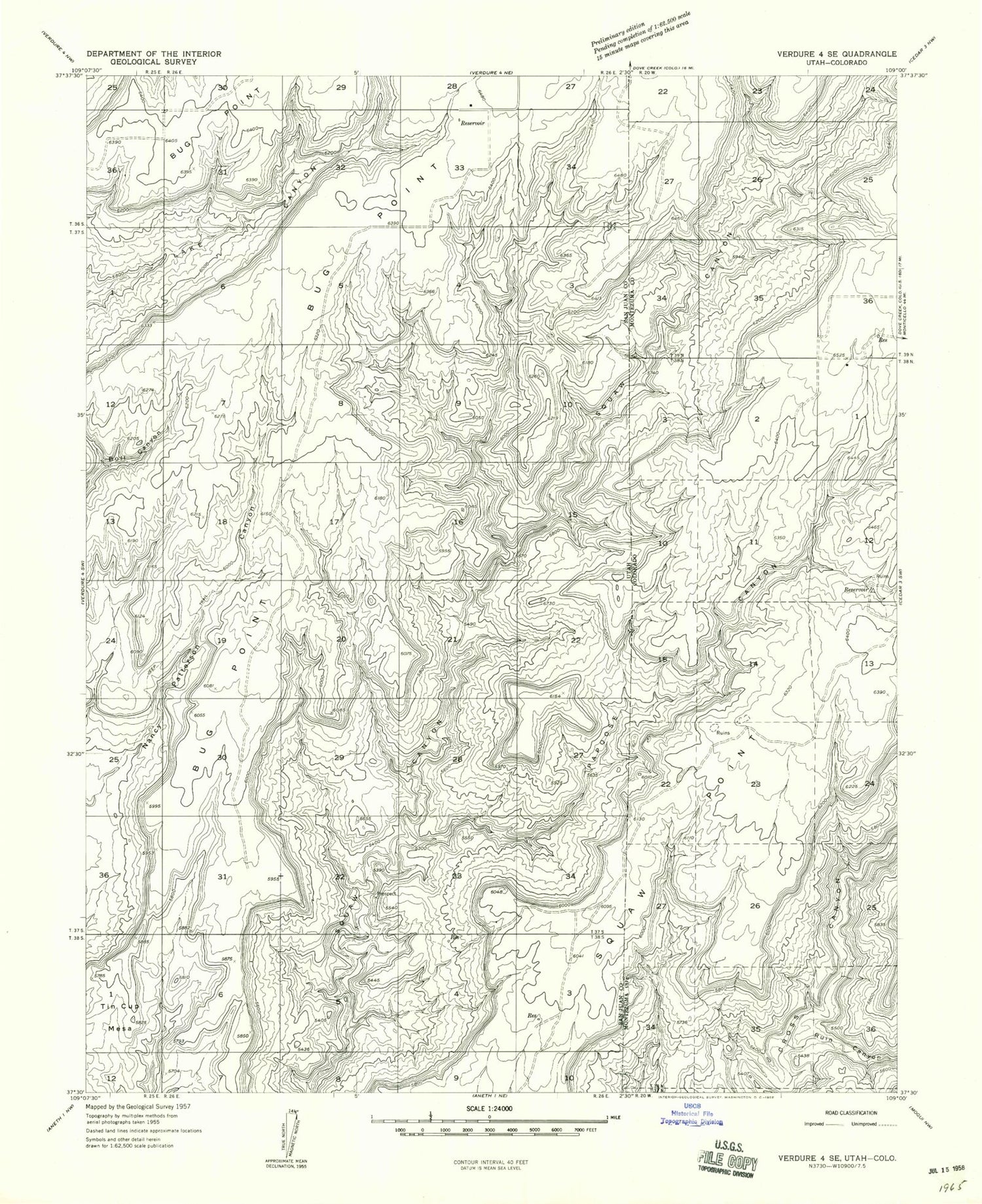Classic USGS Papoose Canyon Utah 7.5'x7.5' Topo Map Image
