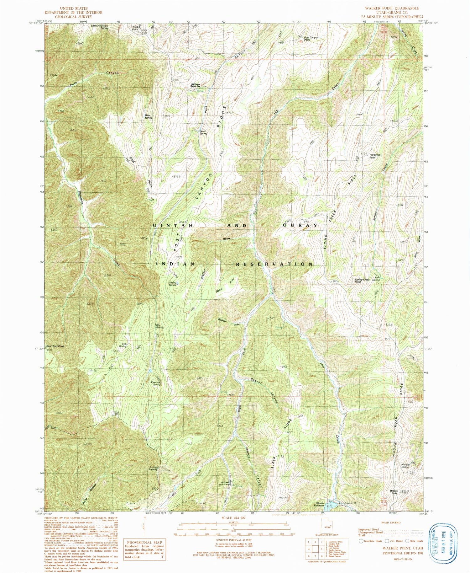 Classic USGS Walker Point Utah 7.5'x7.5' Topo Map Image