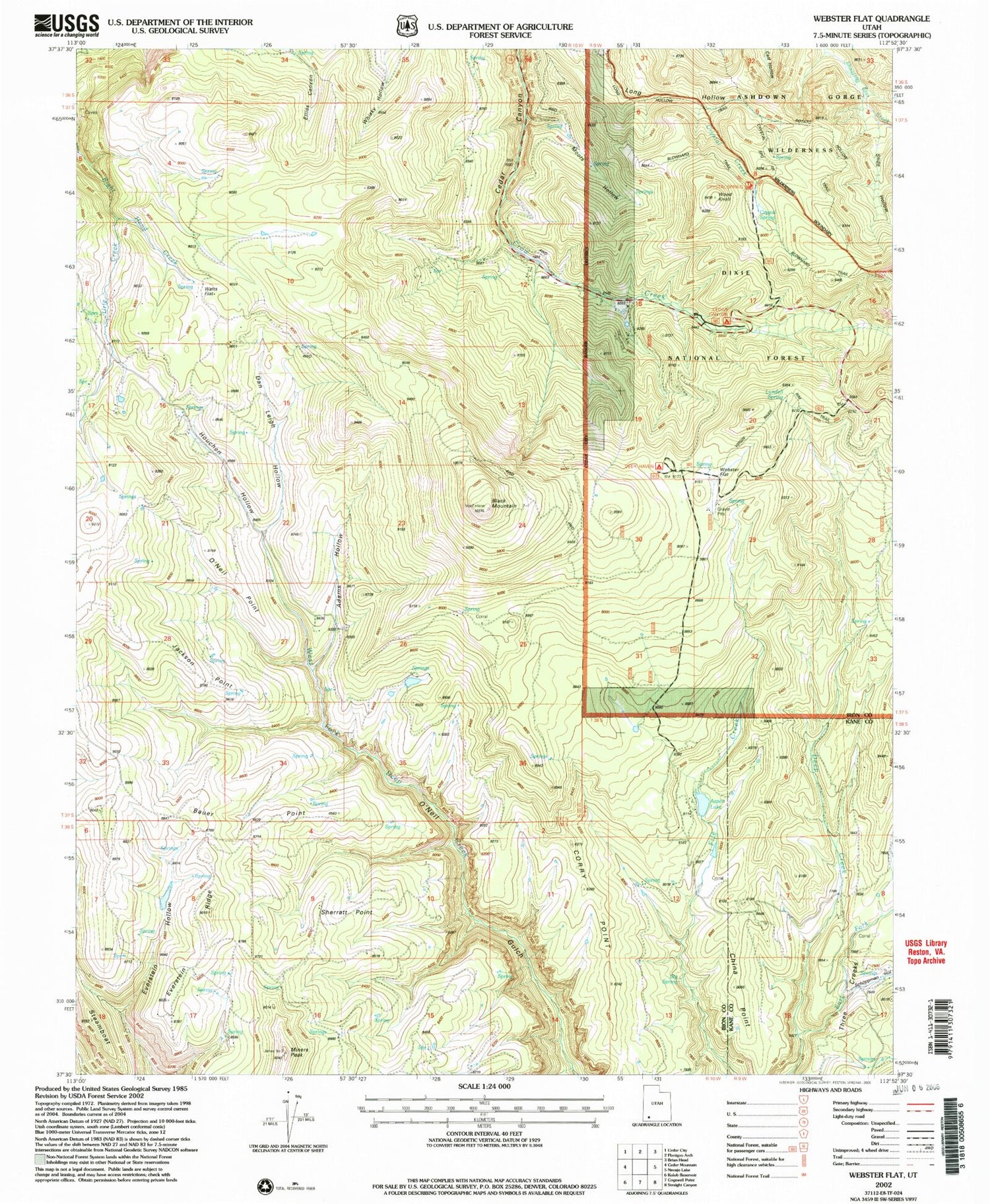 Classic USGS Webster Flat Utah 7.5'x7.5' Topo Map Image