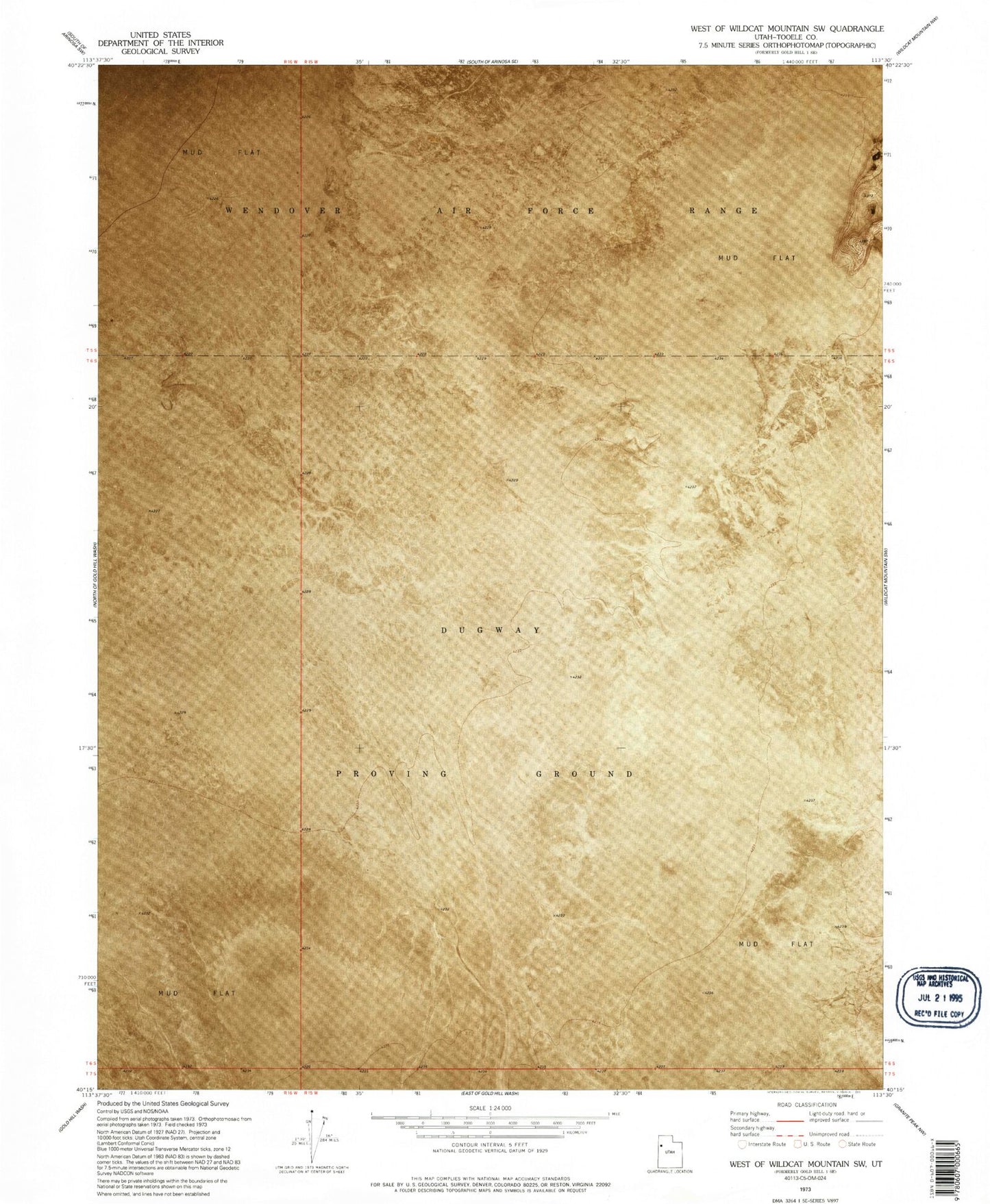Classic USGS West of Wildcat Mountain SW Utah 7.5'x7.5' Topo Map Image