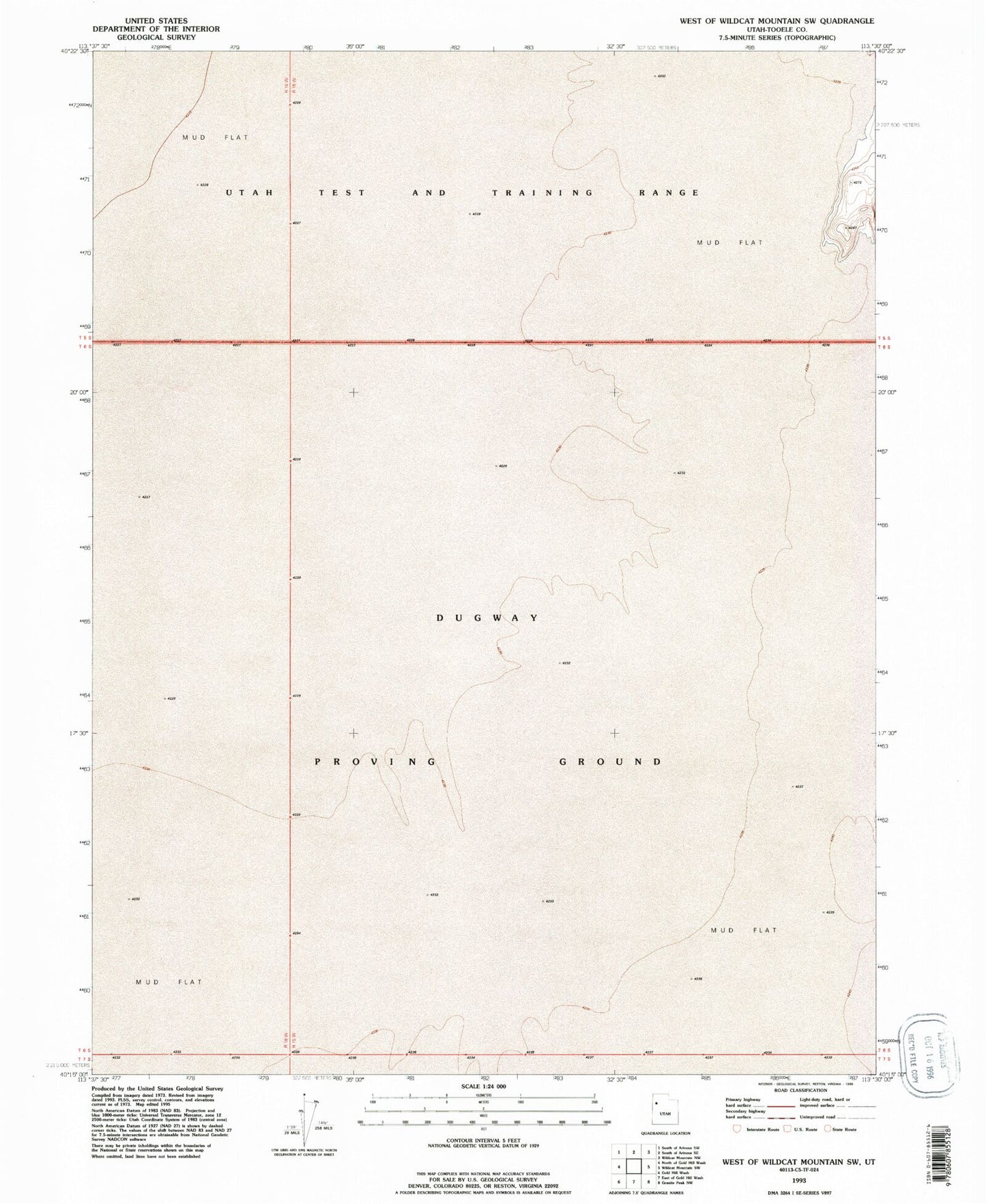 Classic USGS West of Wildcat Mountain SW Utah 7.5'x7.5' Topo Map Image