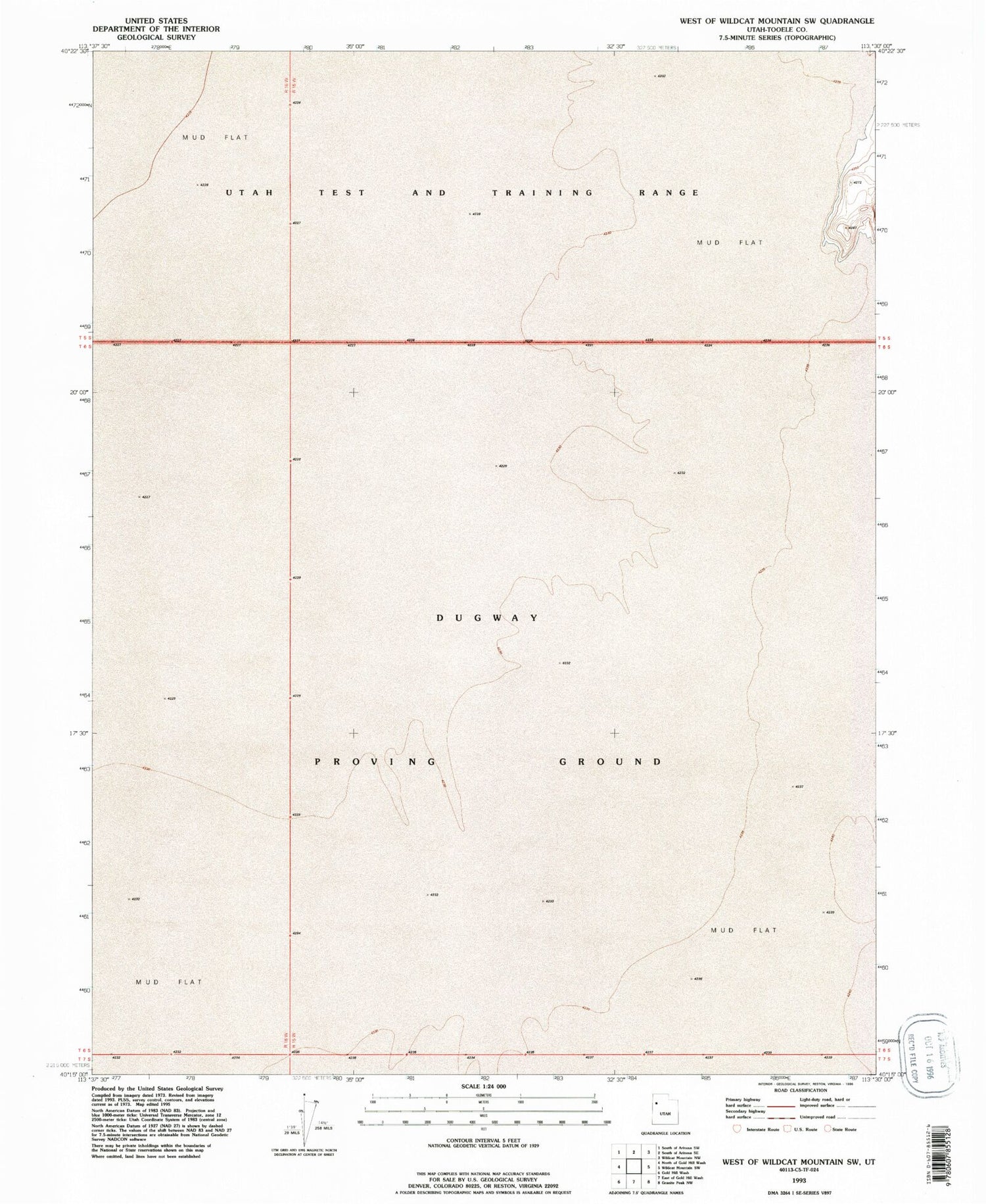 Classic USGS West of Wildcat Mountain SW Utah 7.5'x7.5' Topo Map Image