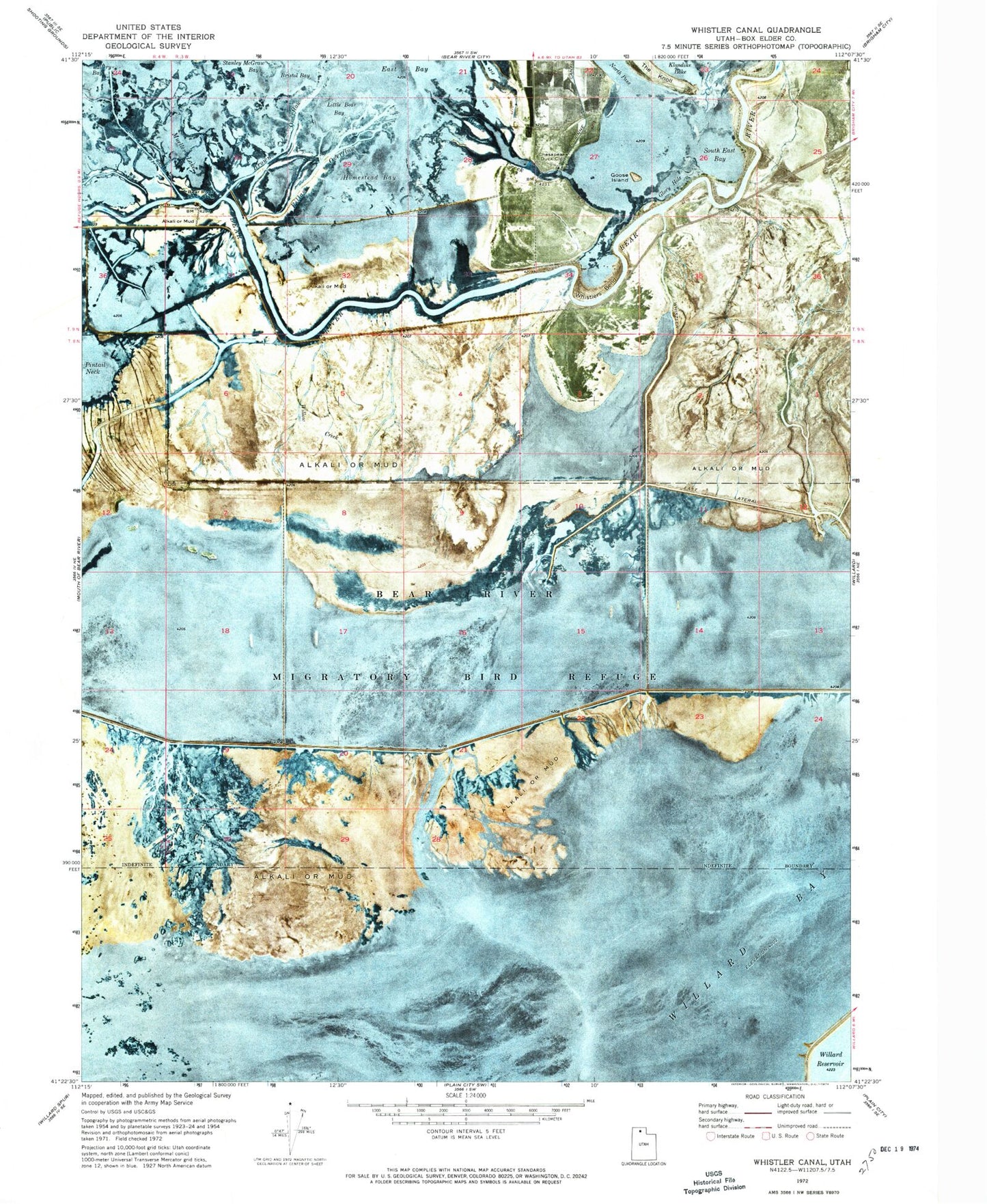 Classic USGS Whistler Canal Utah 7.5'x7.5' Topo Map Image
