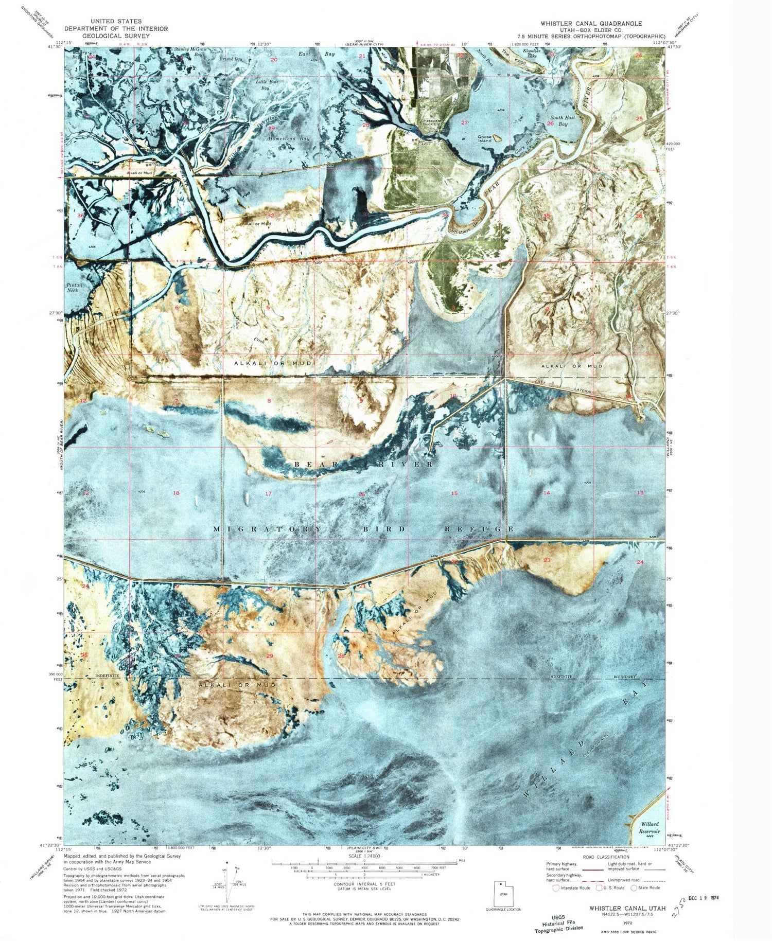 Classic USGS Whistler Canal Utah 7.5'x7.5' Topo Map Image