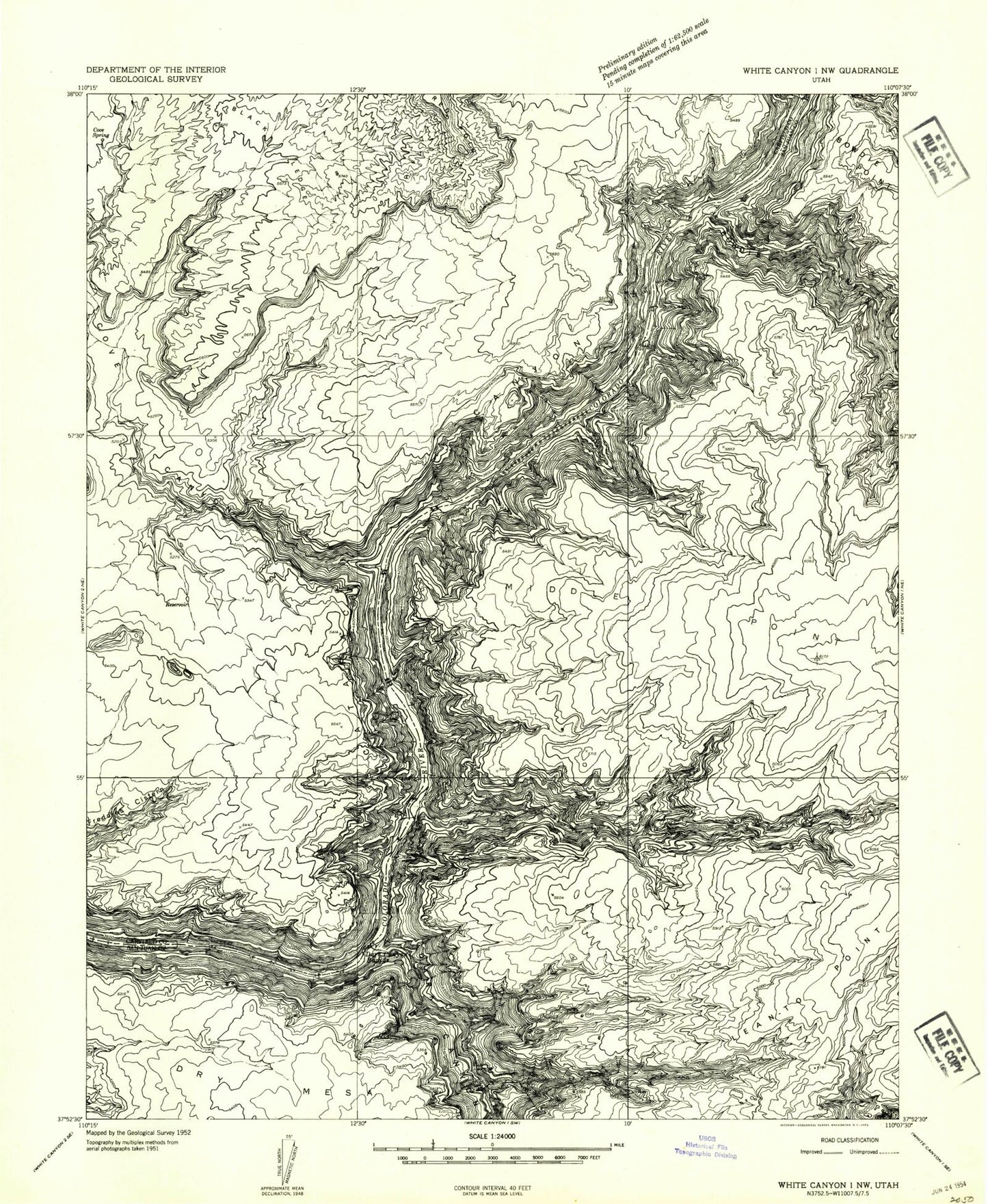Classic USGS Bowdie Canyon West Utah 7.5'x7.5' Topo Map Image