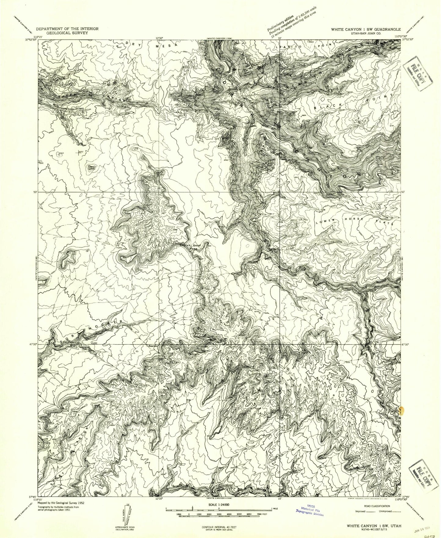 Classic USGS Indian Head Pass Utah 7.5'x7.5' Topo Map Image