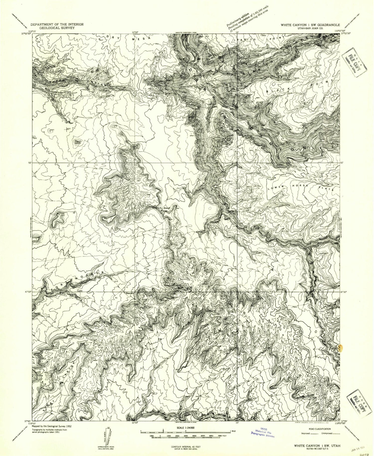 Classic USGS Indian Head Pass Utah 7.5'x7.5' Topo Map Image