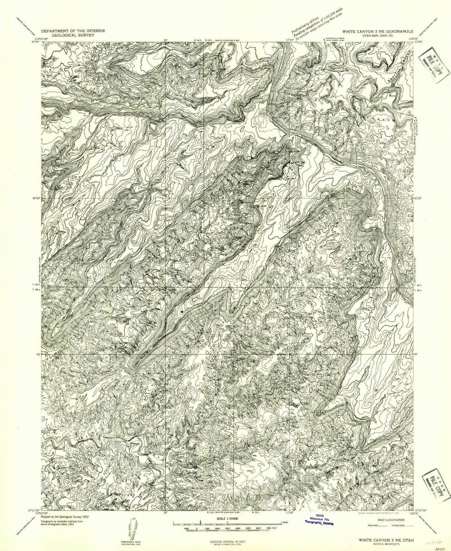 Classic USGS Mancos Mesa NE Utah 7.5'x7.5' Topo Map Image