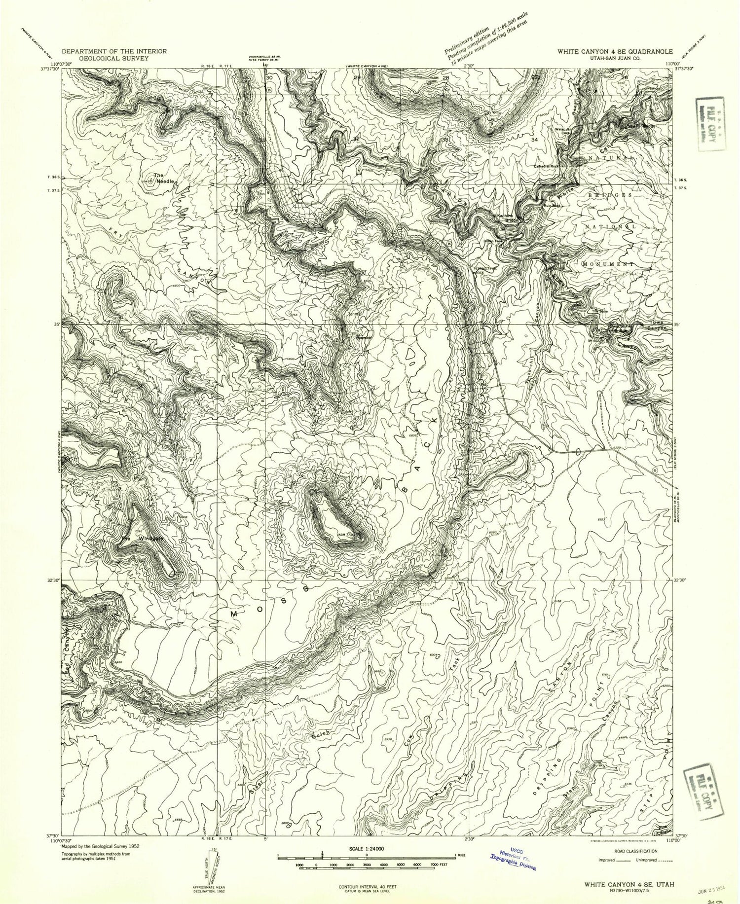 Classic USGS Moss Back Butte Utah 7.5'x7.5' Topo Map Image