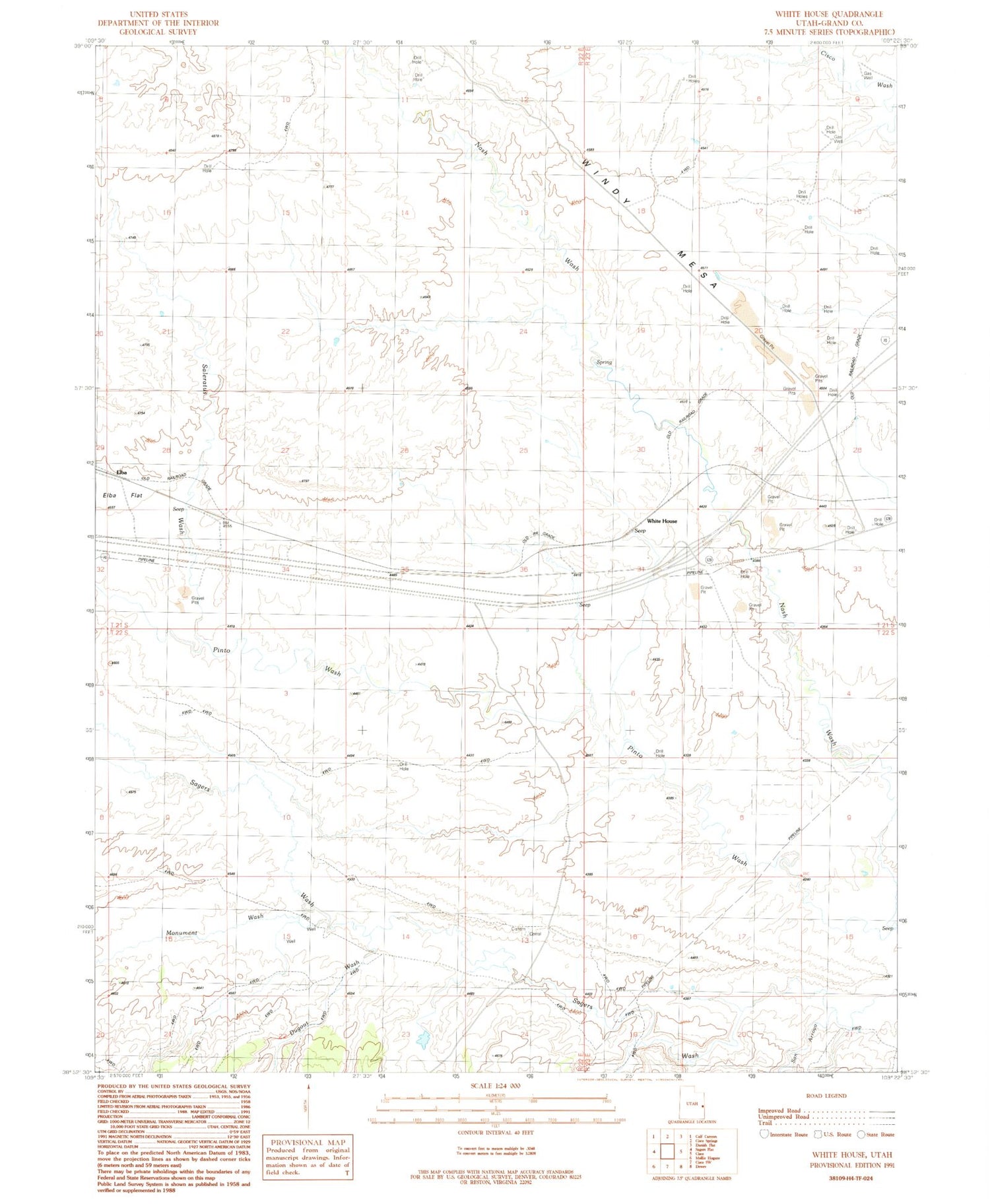 Classic USGS White House Utah 7.5'x7.5' Topo Map Image
