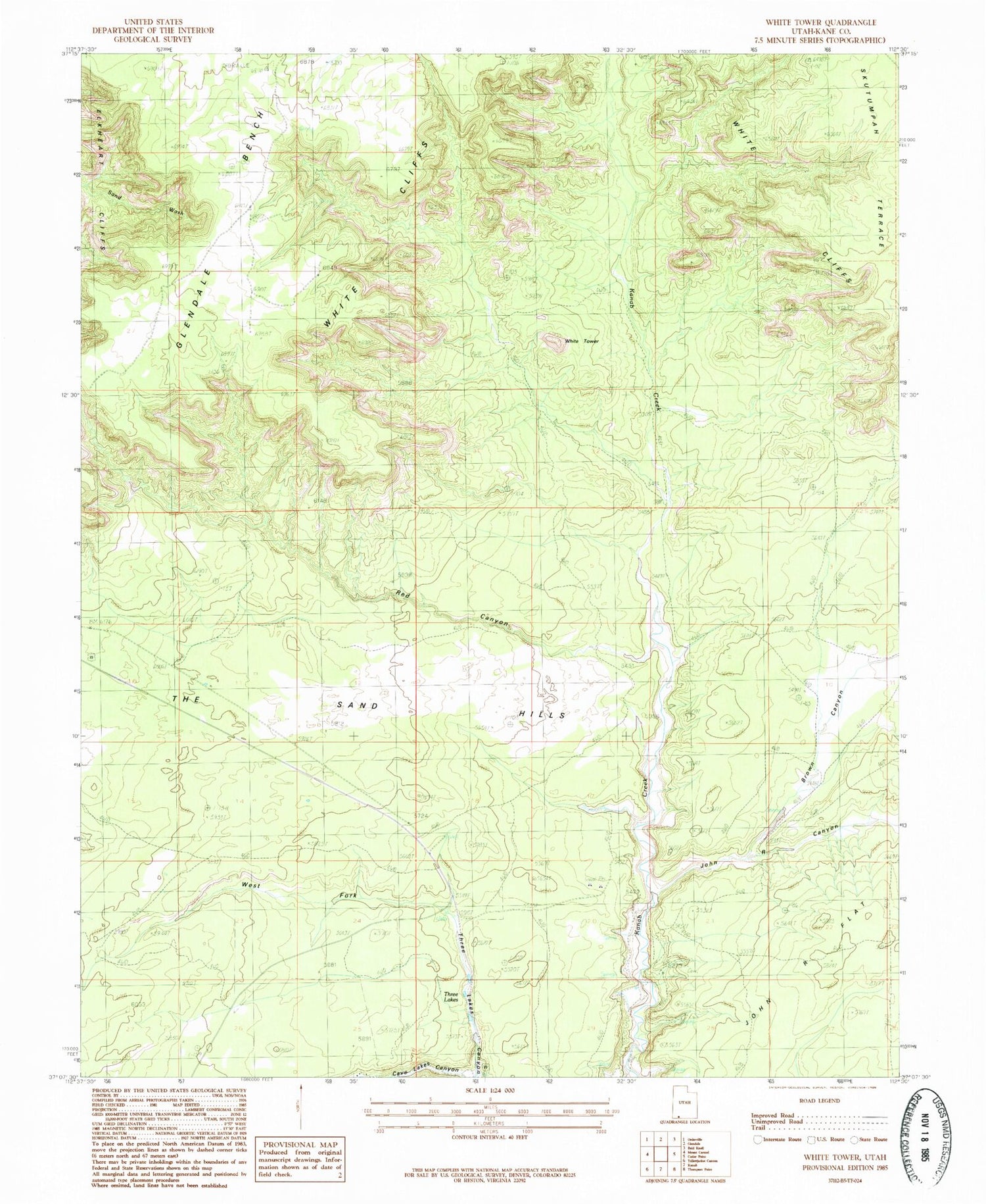 Classic USGS White Tower Utah 7.5'x7.5' Topo Map Image
