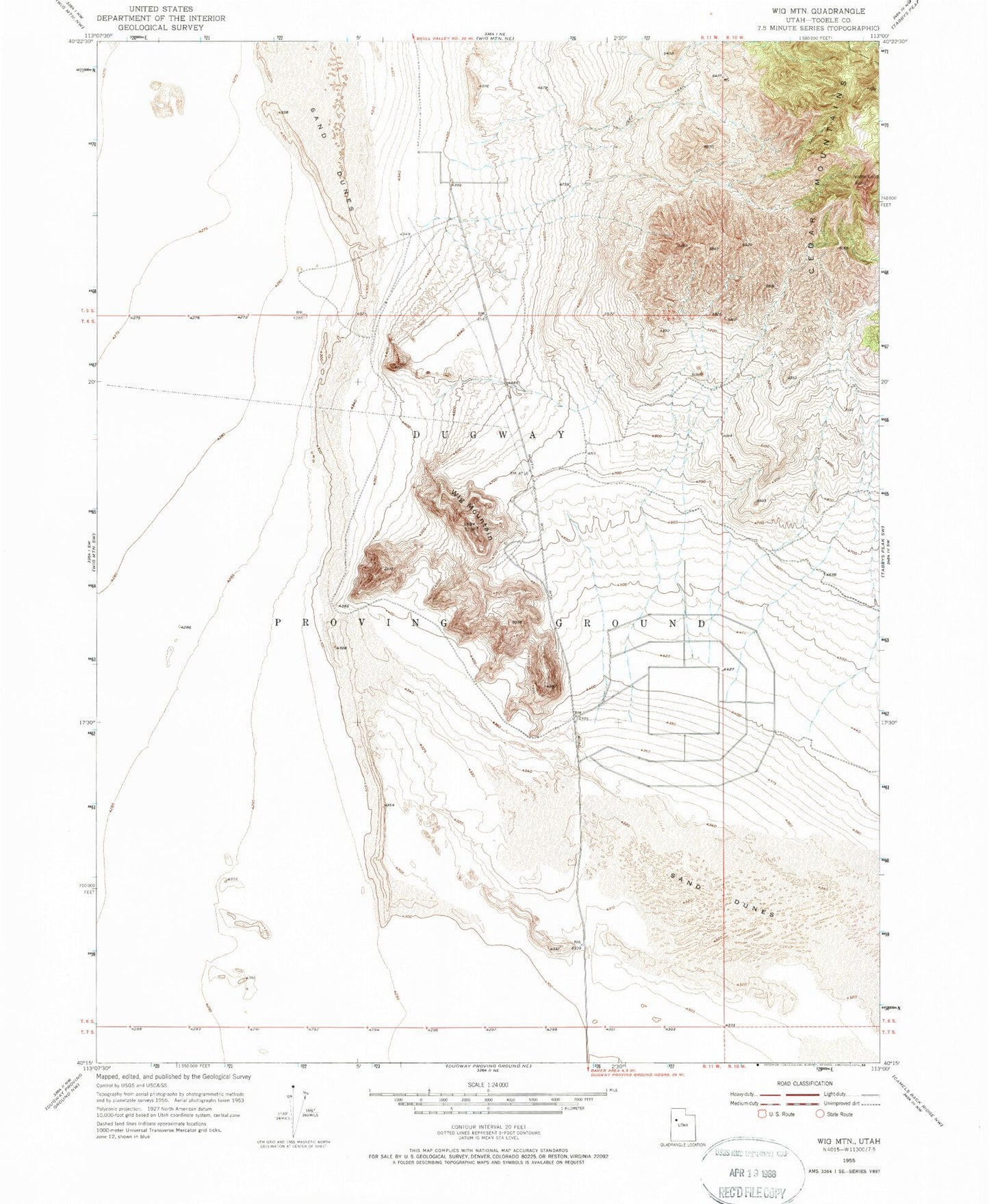 Classic USGS Wig Mountain Utah 7.5'x7.5' Topo Map Image