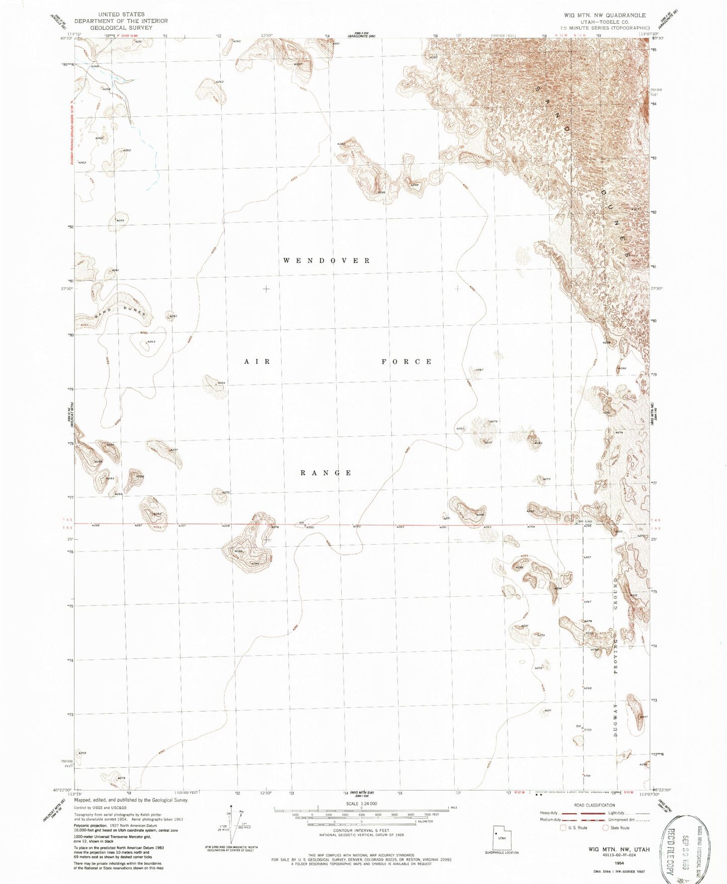 Classic USGS Wig Mountain NW Utah 7.5'x7.5' Topo Map Image