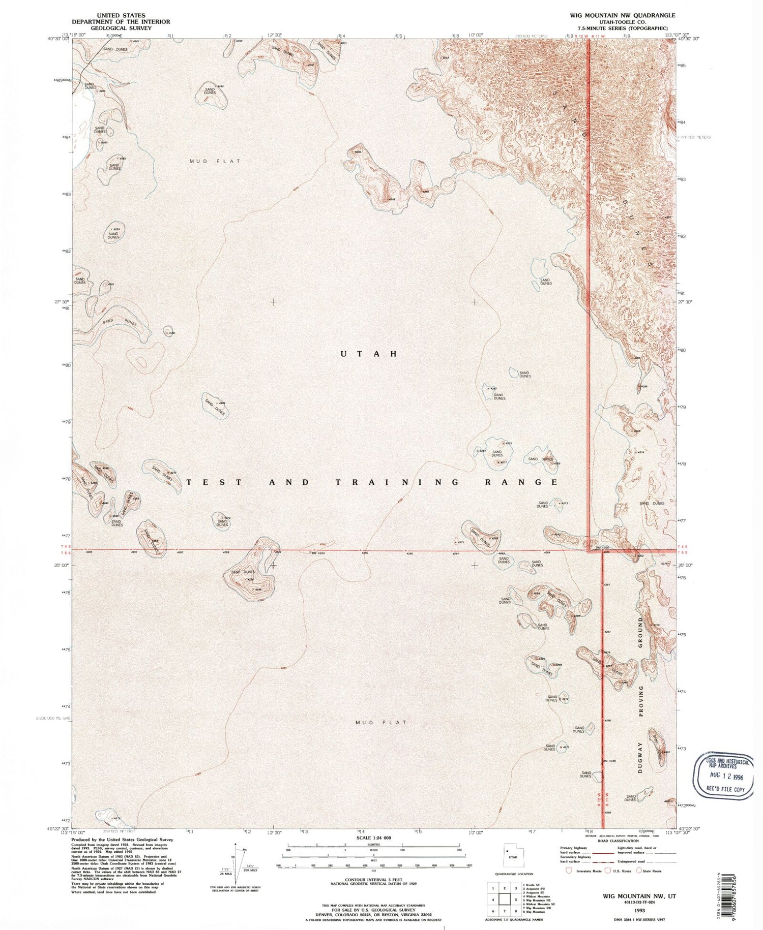 Classic USGS Wig Mountain NW Utah 7.5'x7.5' Topo Map Image