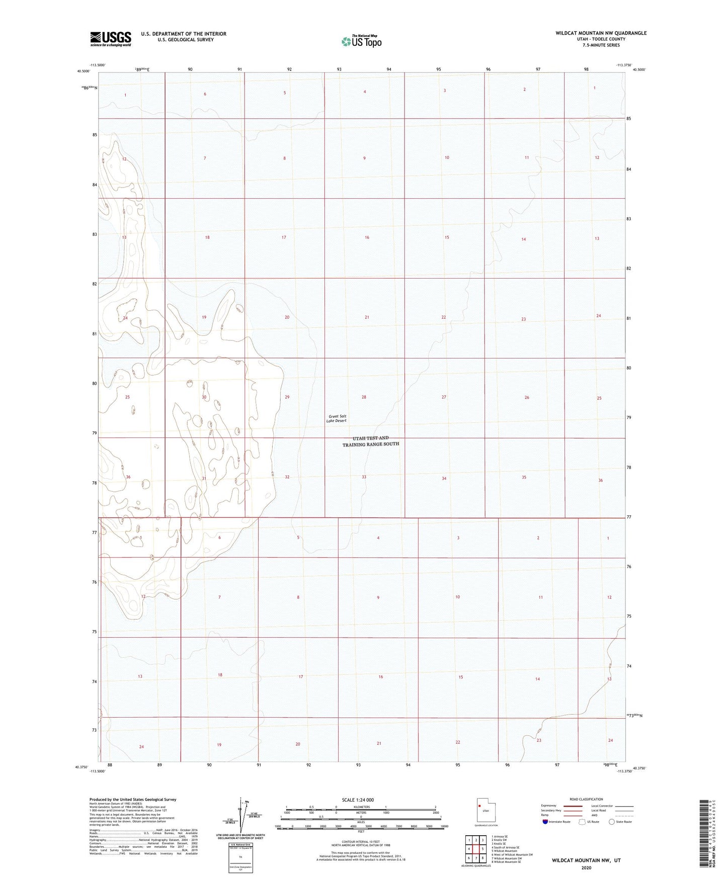 Wildcat Mountain NW Utah US Topo Map Image