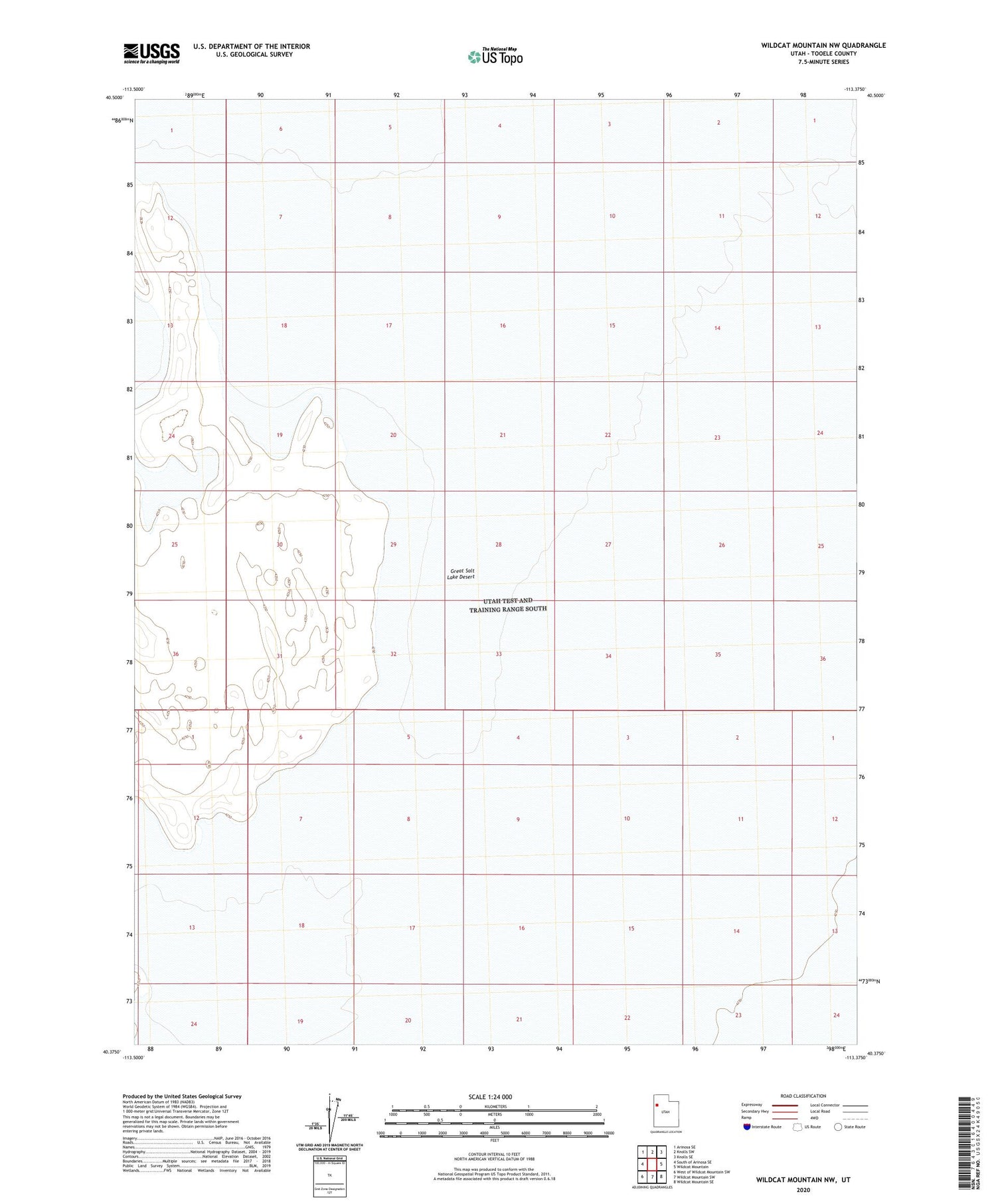 Wildcat Mountain NW Utah US Topo Map Image