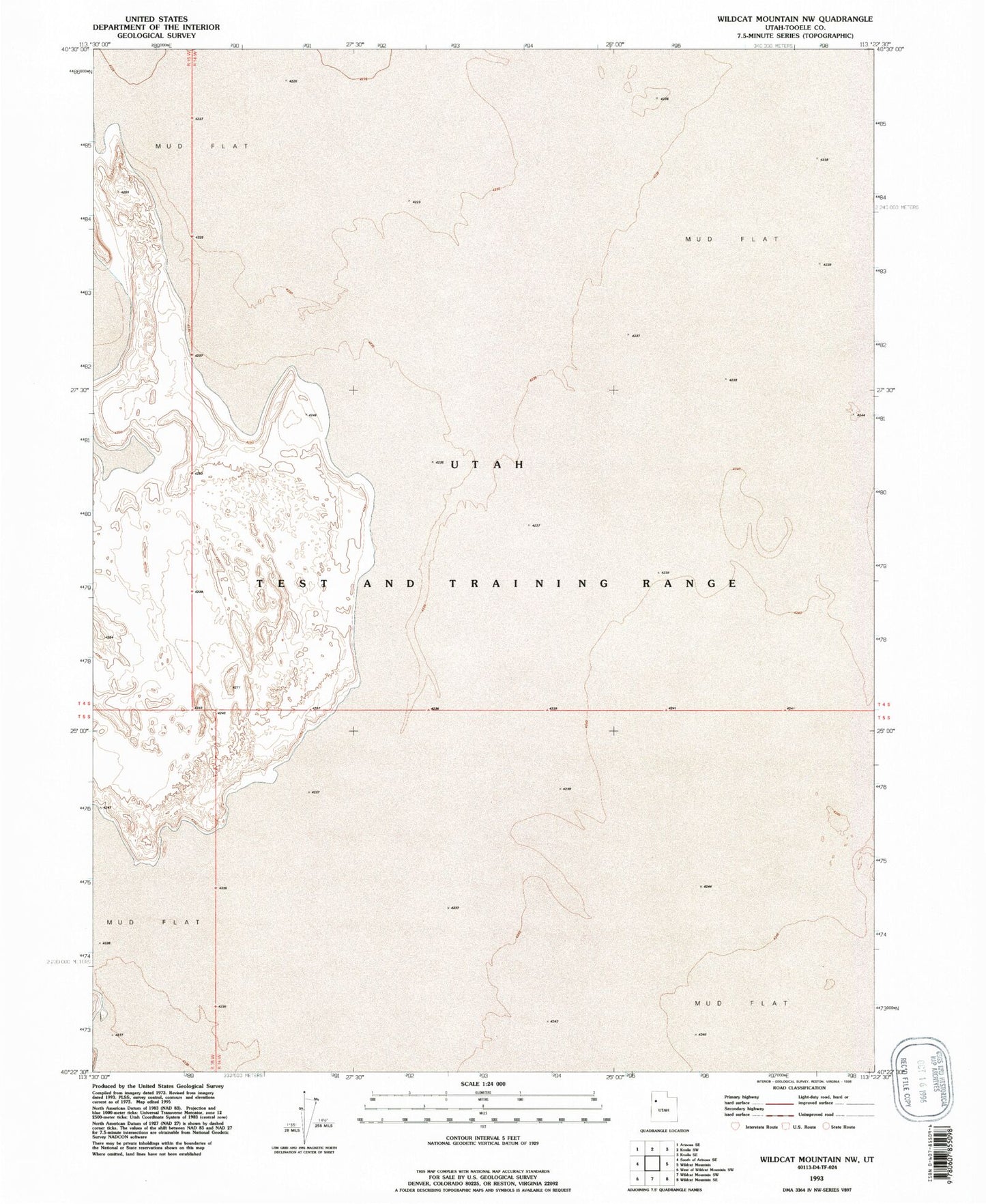 Classic USGS Wildcat Mountain NW Utah 7.5'x7.5' Topo Map Image