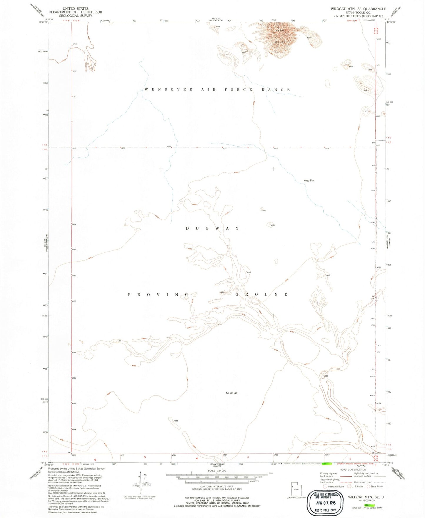 Classic USGS Wildcat Mountain SE Utah 7.5'x7.5' Topo Map Image