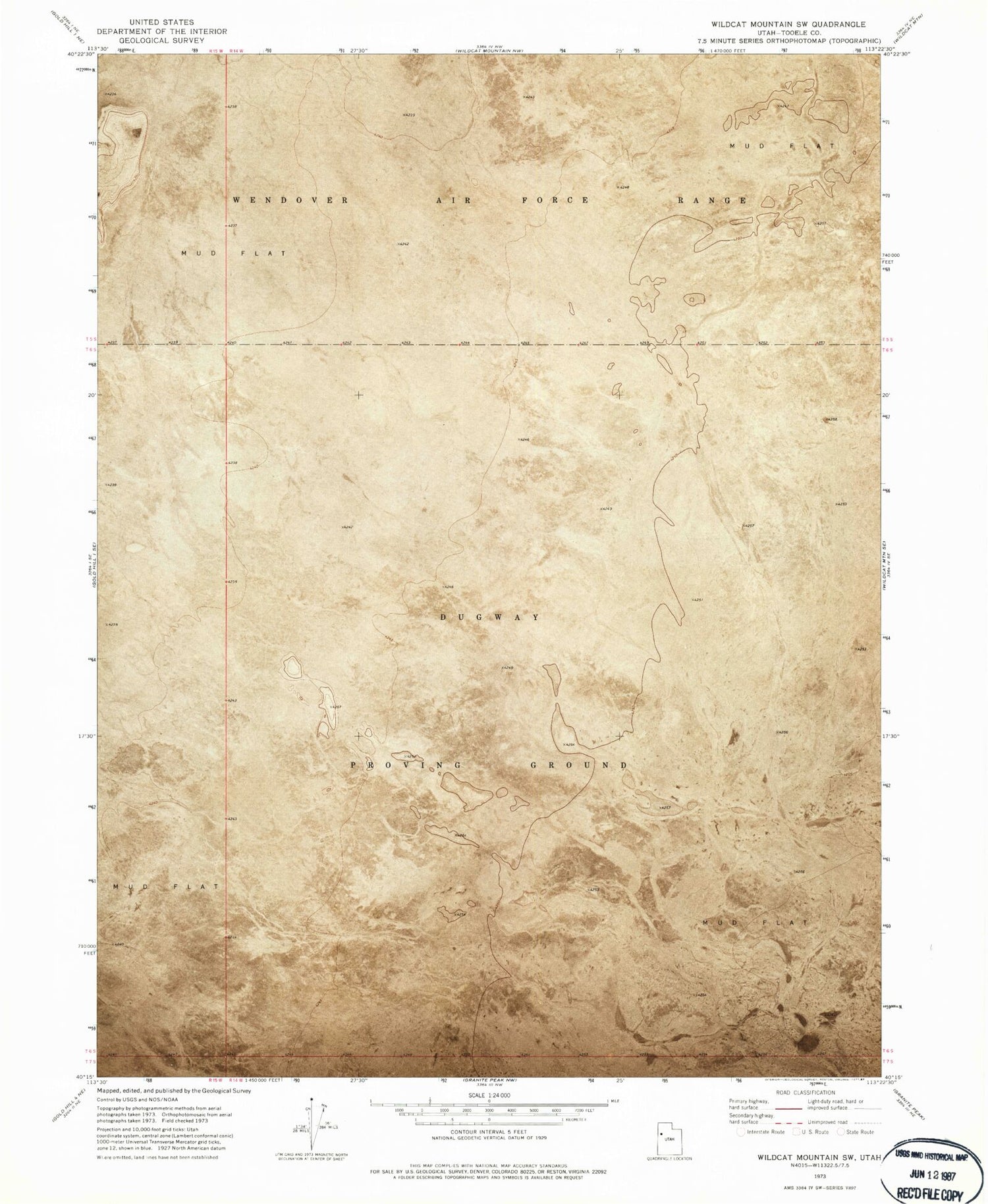 Classic USGS Wildcat Mountain SW Utah 7.5'x7.5' Topo Map Image