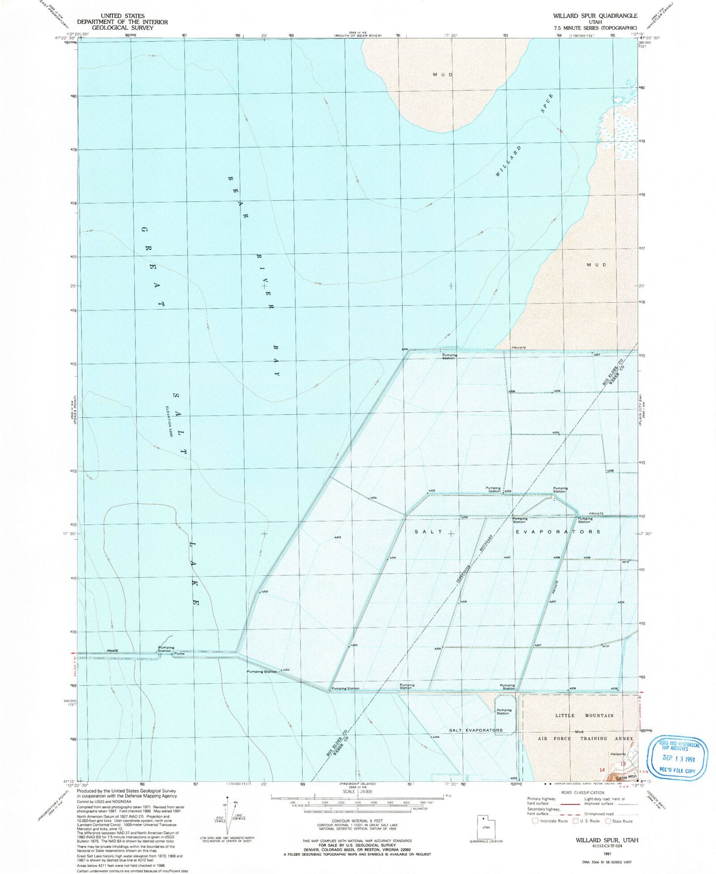 Classic USGS Willard Spur Utah 7.5'x7.5' Topo Map Image