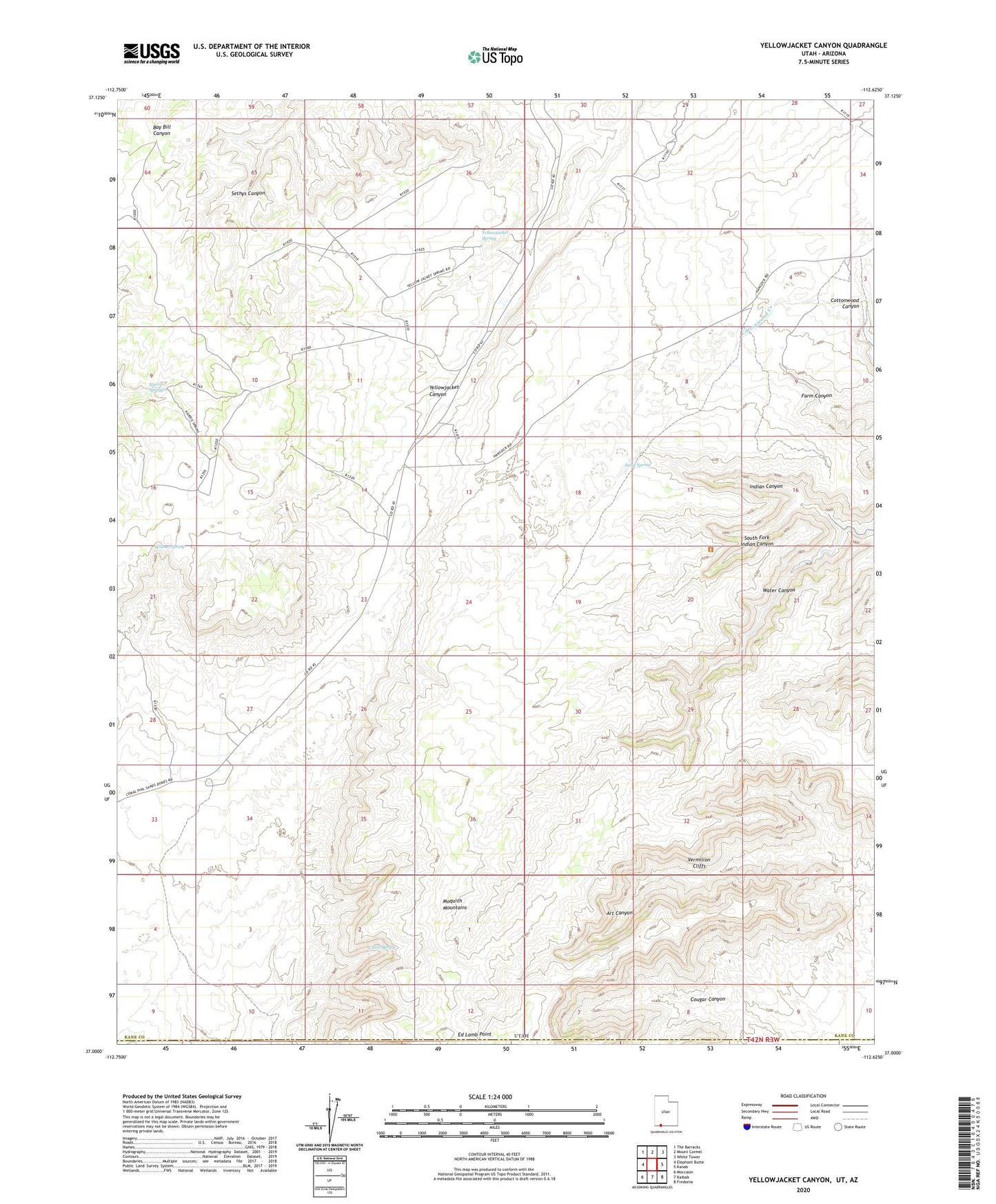 Yellowjacket Canyon Utah US Topo Map Image