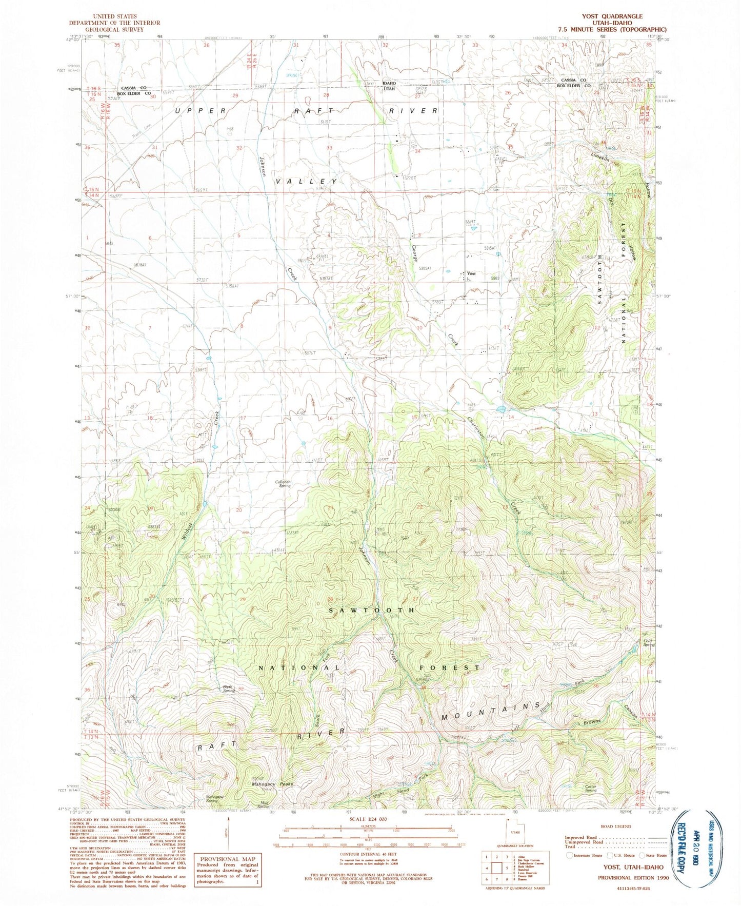 Classic USGS Yost Utah 7.5'x7.5' Topo Map Image