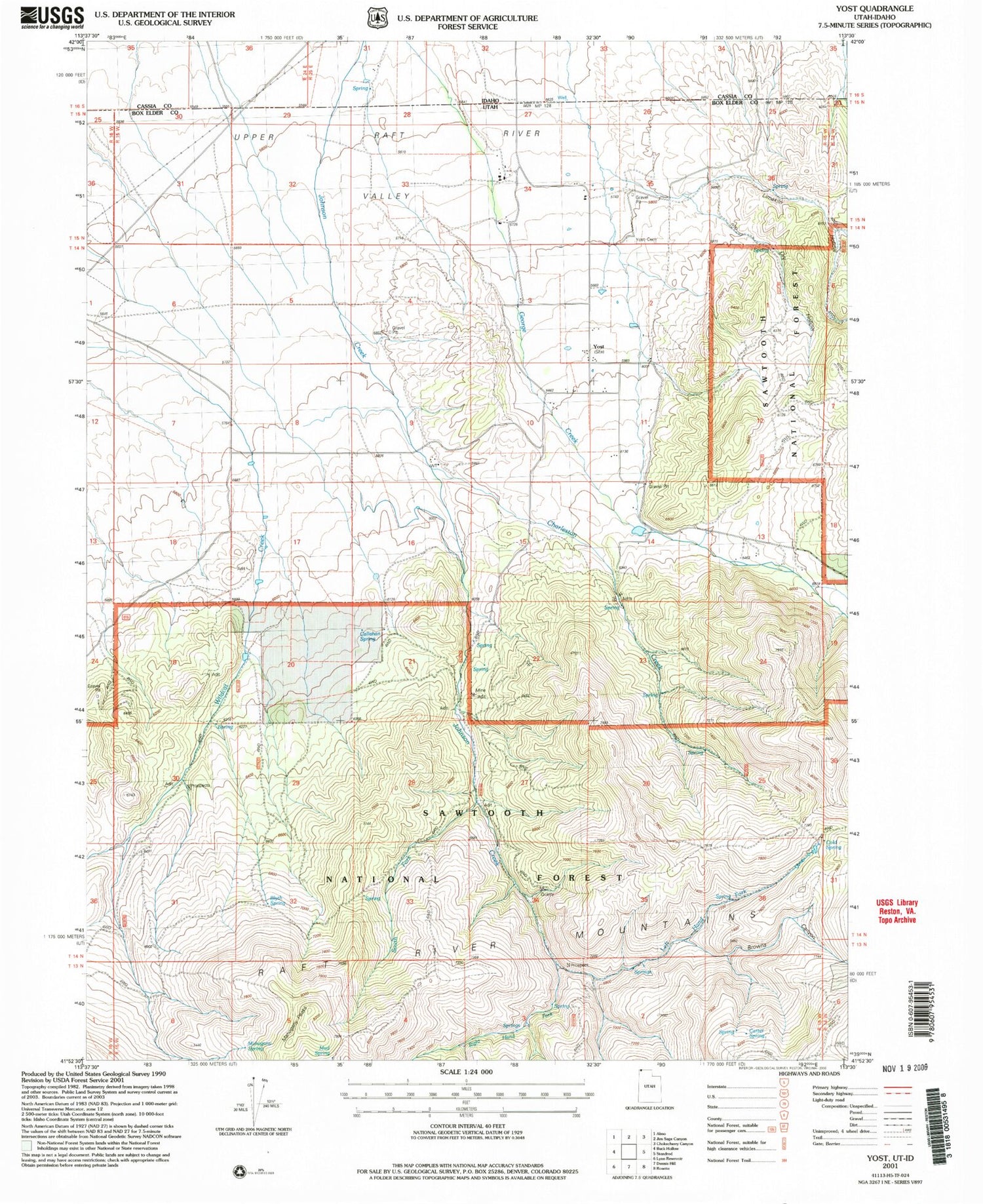Classic USGS Yost Utah 7.5'x7.5' Topo Map Image