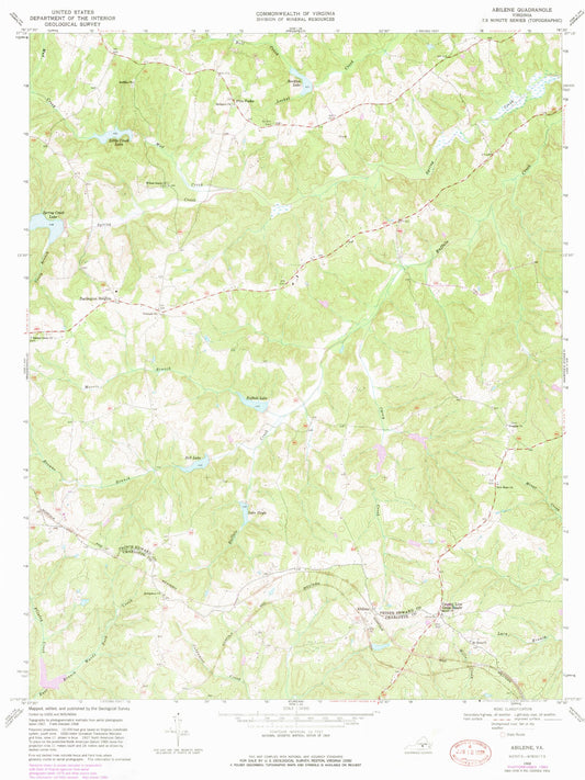 Classic USGS Abilene Virginia 7.5'x7.5' Topo Map Image