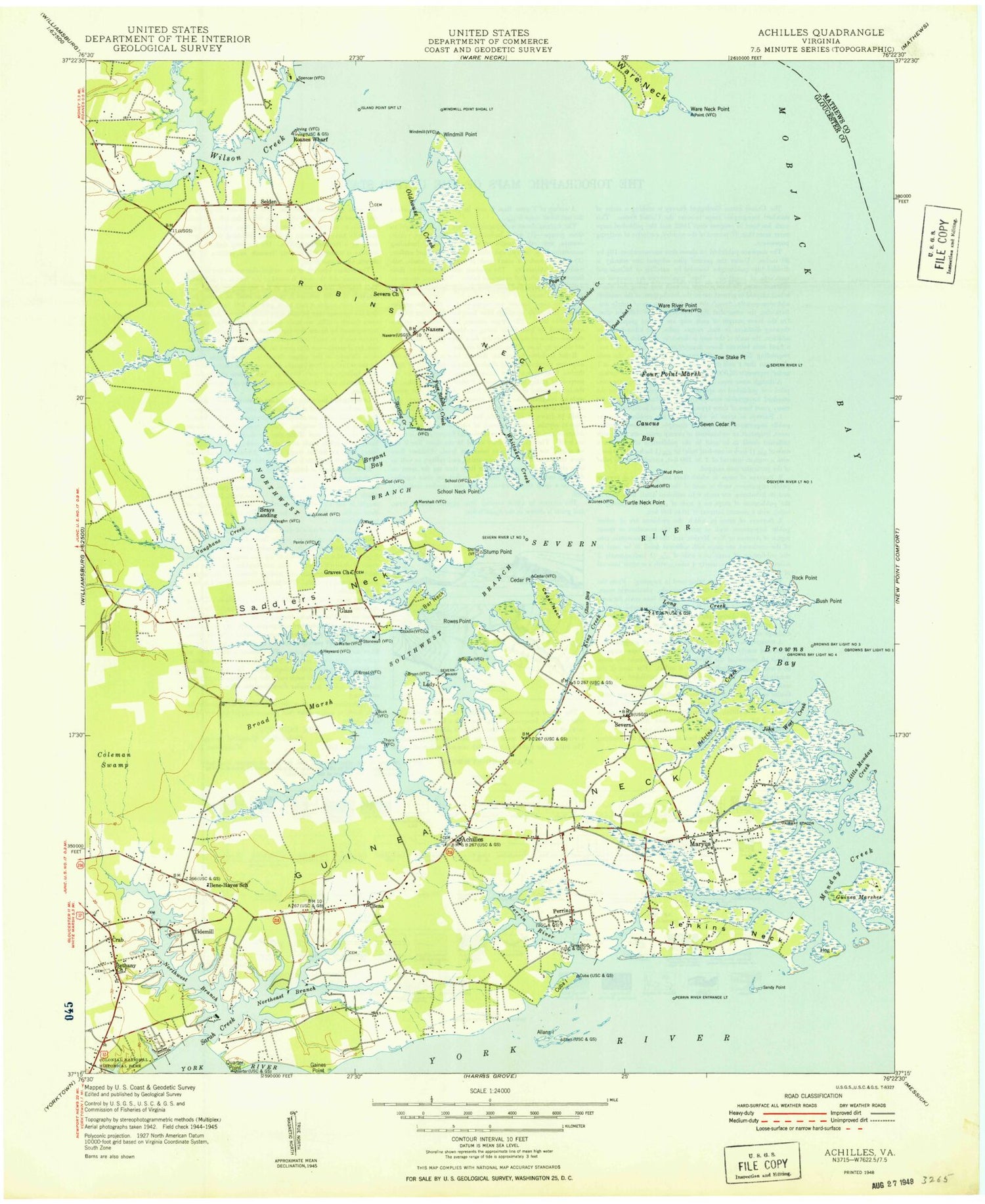 Classic USGS Achilles Virginia 7.5'x7.5' Topo Map Image