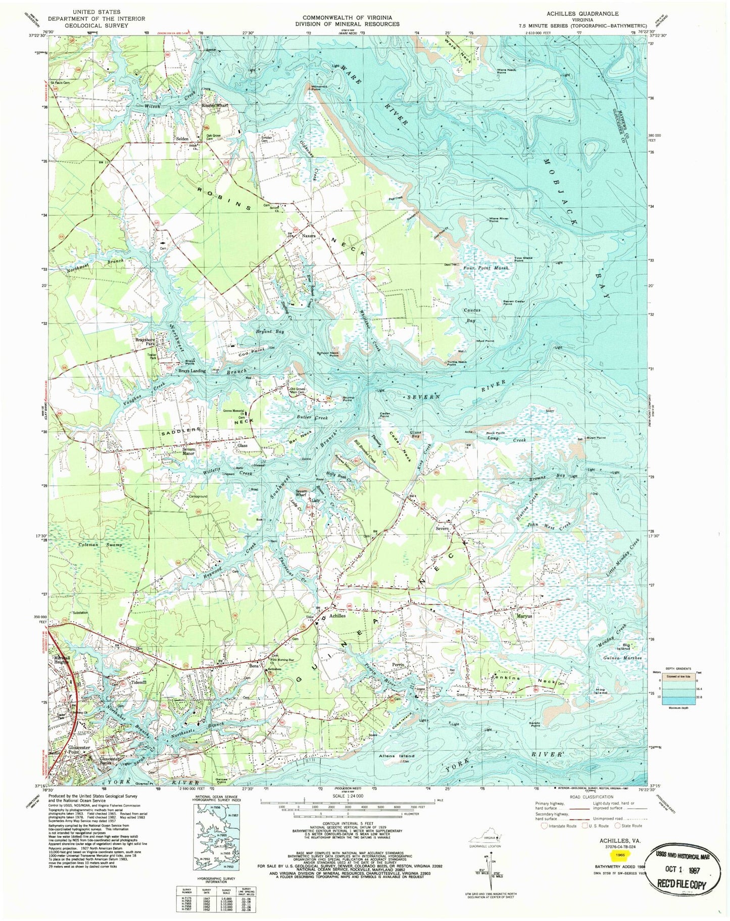 Classic USGS Achilles Virginia 7.5'x7.5' Topo Map Image