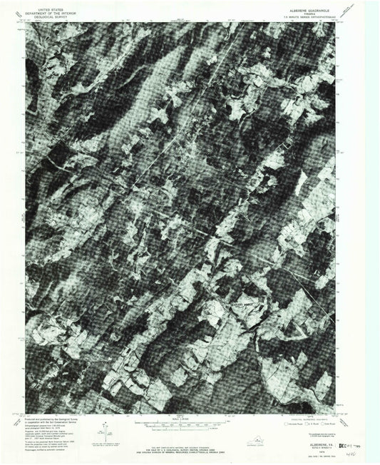 Classic USGS Alberene Virginia 7.5'x7.5' Topo Map Image