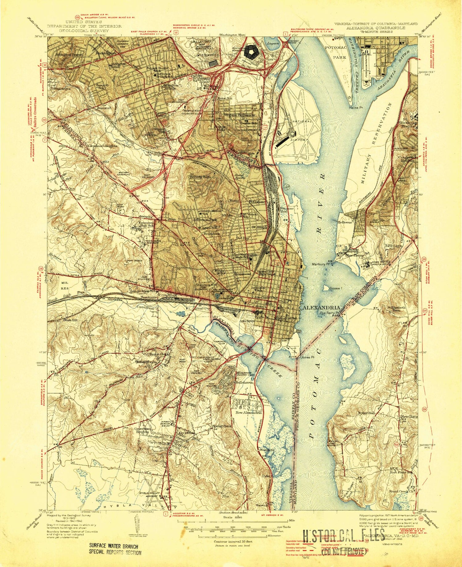 USGS Classic Alexandria Virginia 7.5'x7.5' Topo Map Image