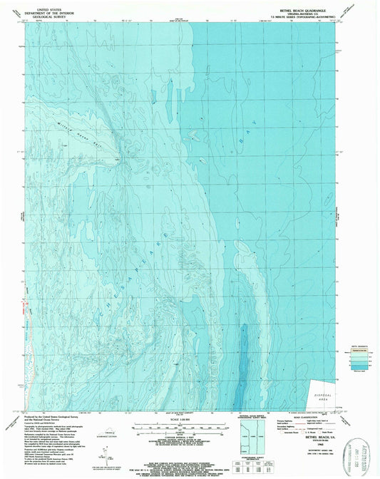Classic USGS Bethel Beach Virginia 7.5'x7.5' Topo Map Image