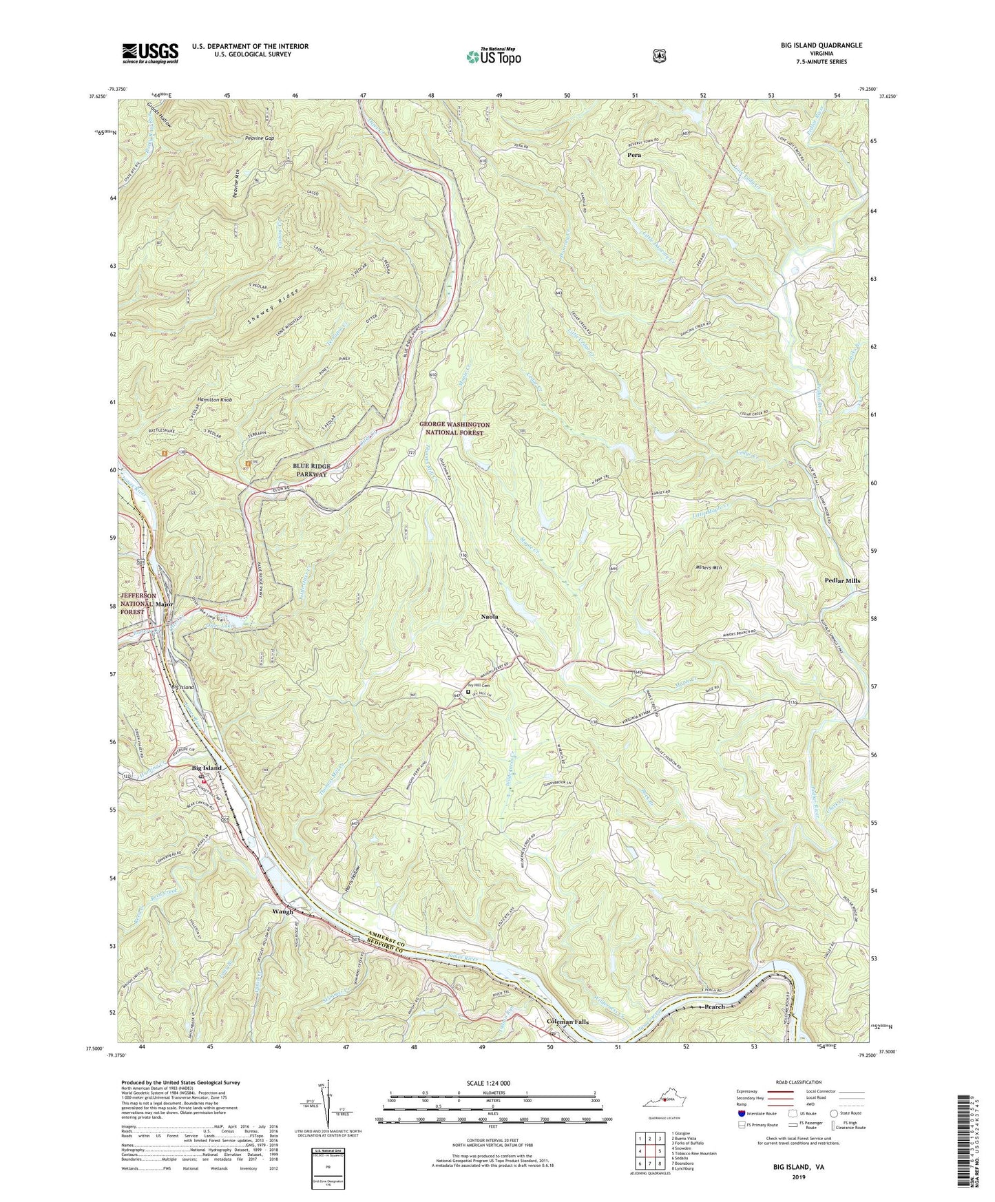 Big Island Virginia US Topo Map Image