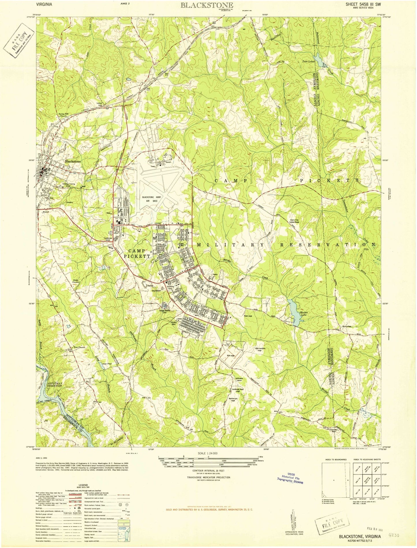 Classic USGS Benns Church Virginia 7.5'x7.5' Topo Map Image