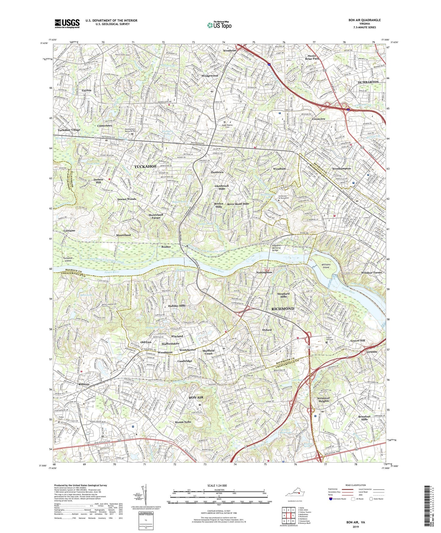Bon Air Virginia US Topo Map Image