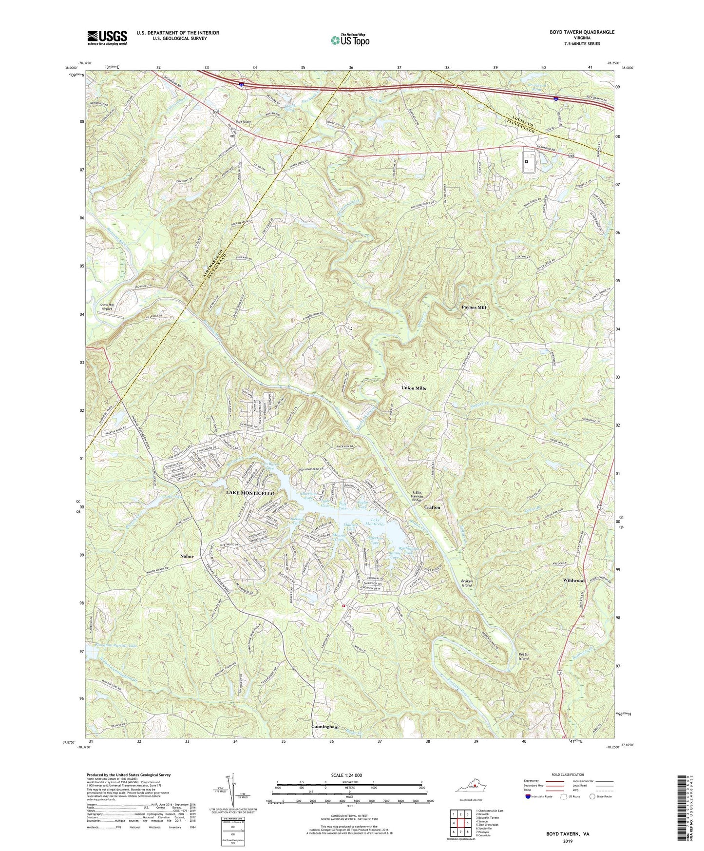 Boyd Tavern Virginia US Topo Map Image
