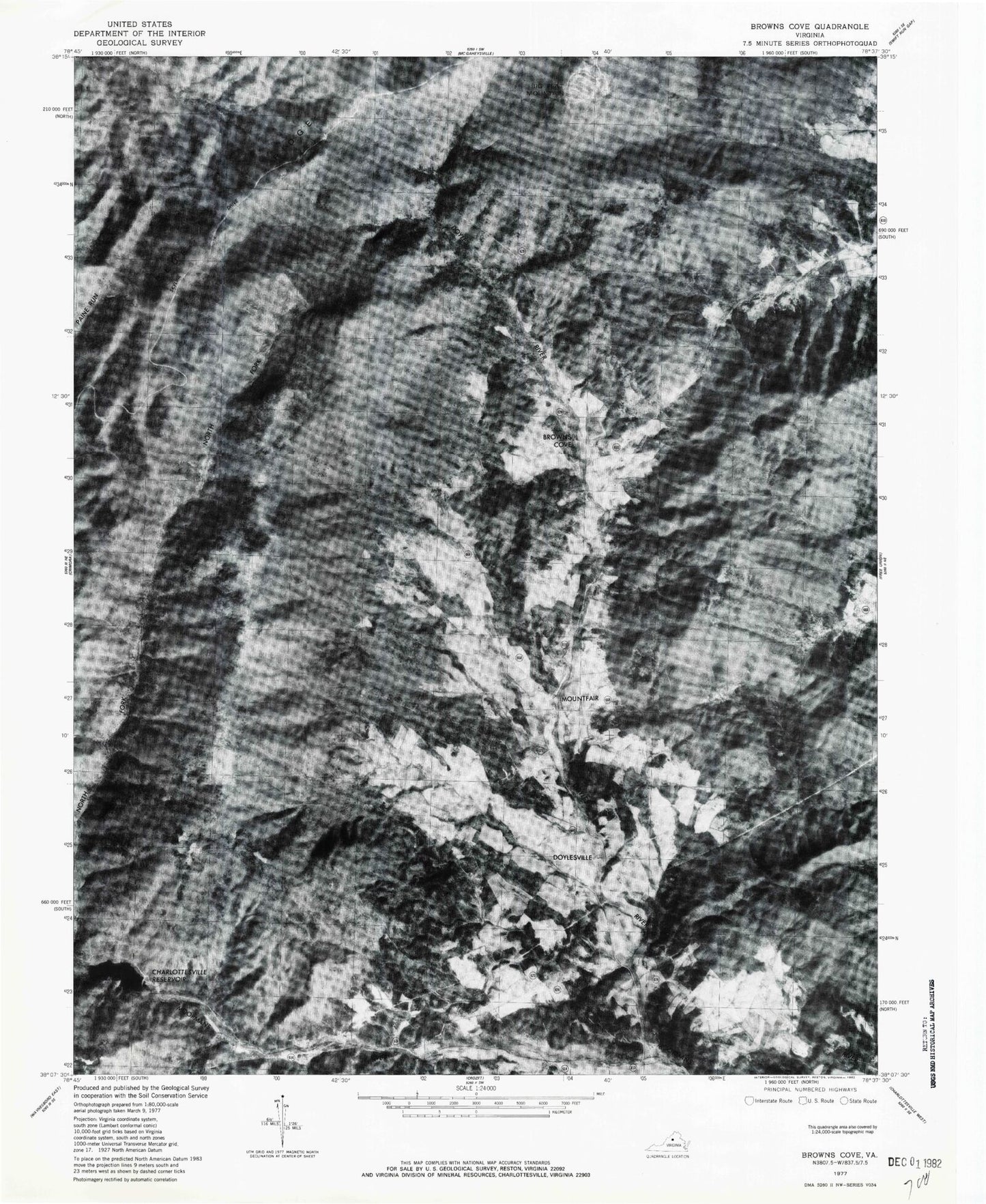 Classic USGS Browns Cove Virginia 7.5'x7.5' Topo Map Image