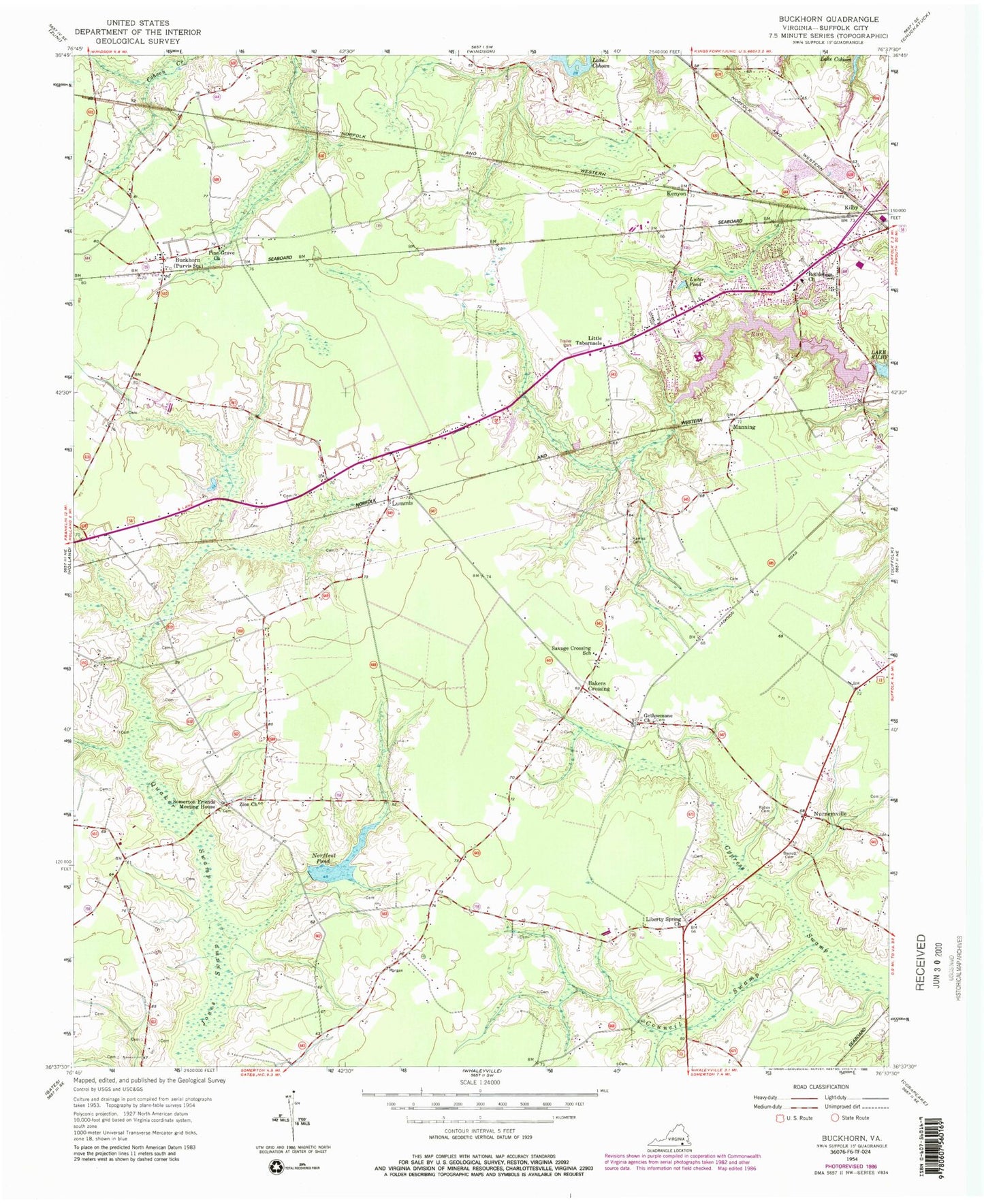 Classic USGS Buckhorn Virginia 7.5'x7.5' Topo Map Image