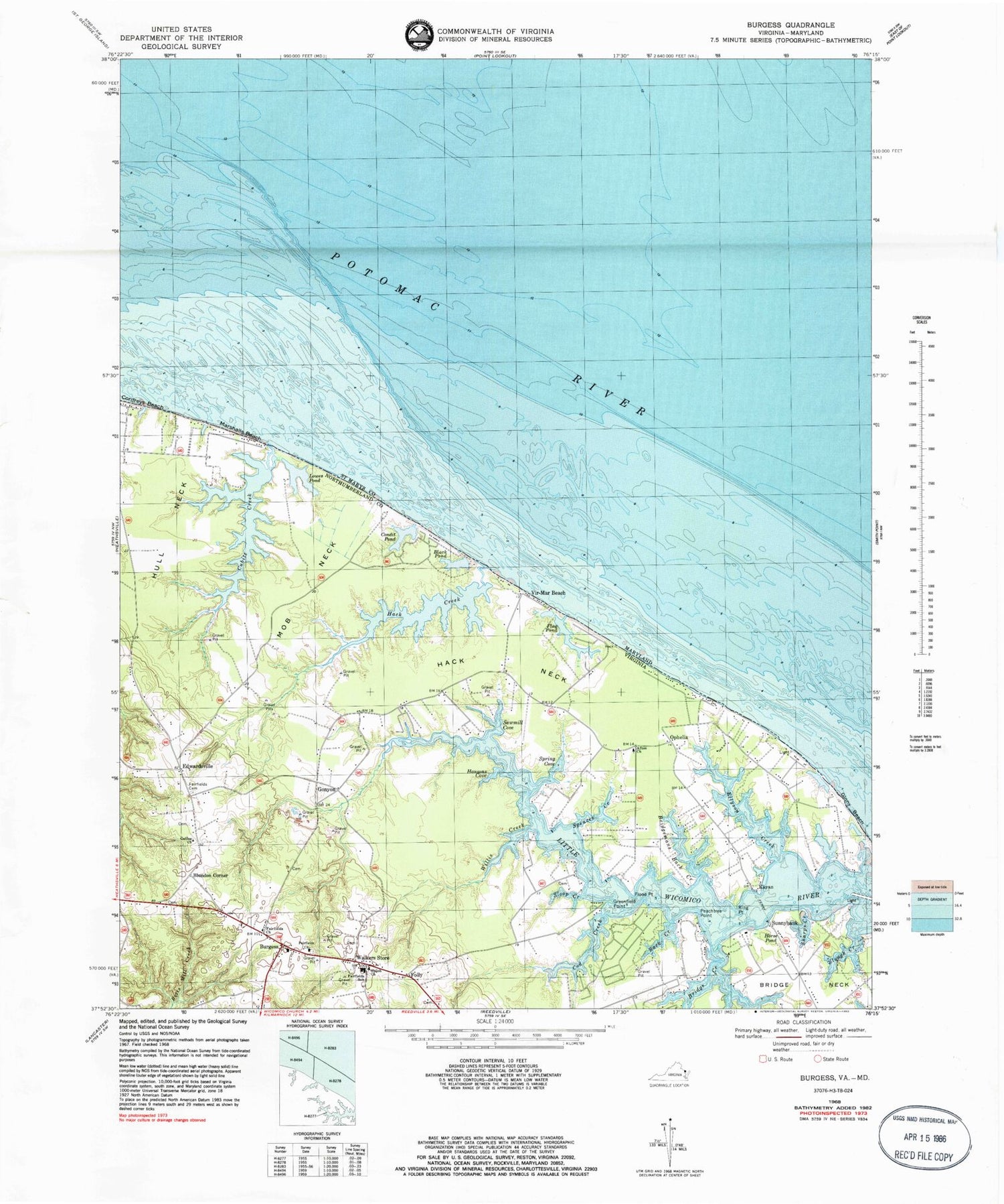 Classic USGS Burgess Virginia 7.5'x7.5' Topo Map Image
