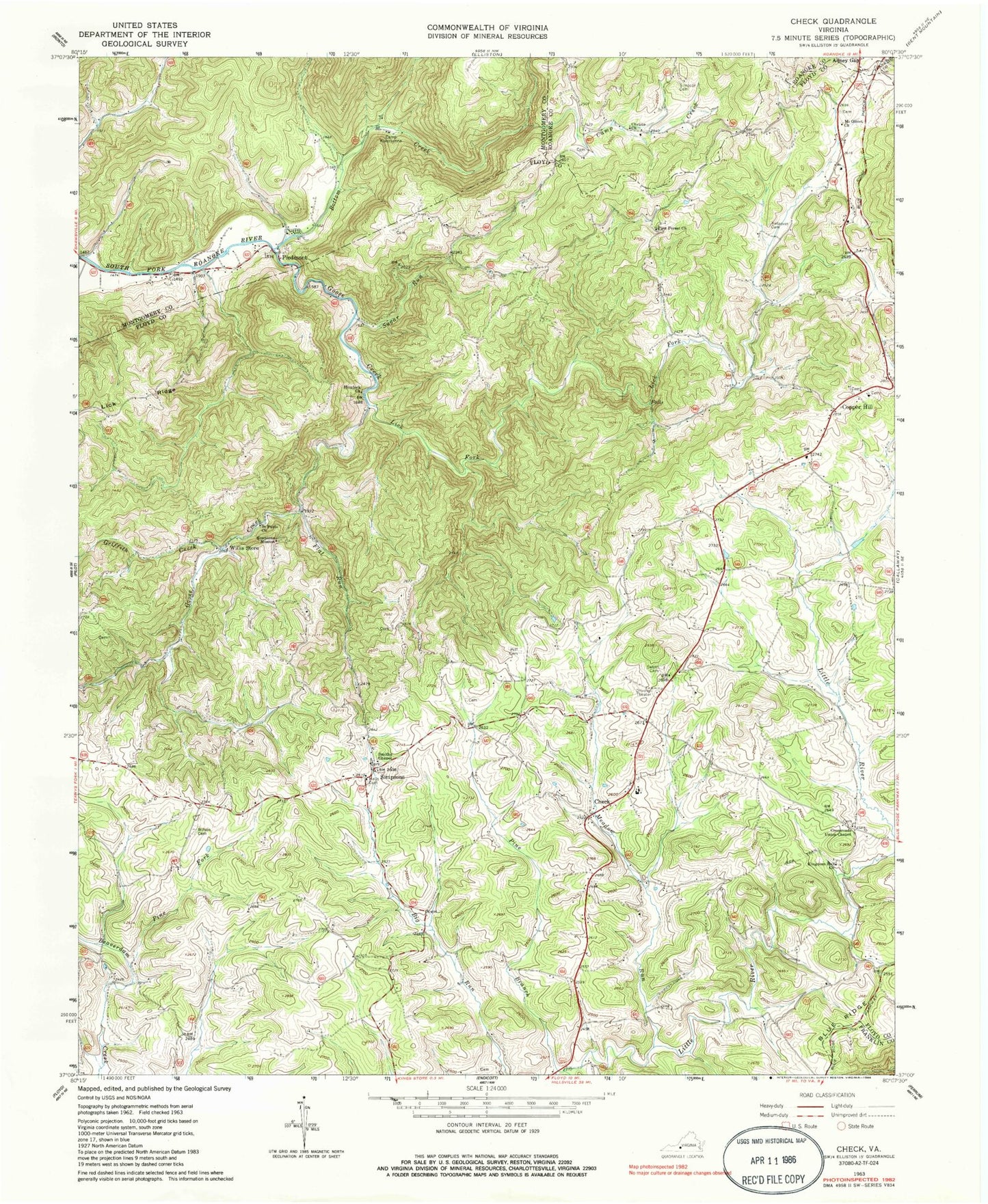 Classic USGS Check Virginia 7.5'x7.5' Topo Map Image