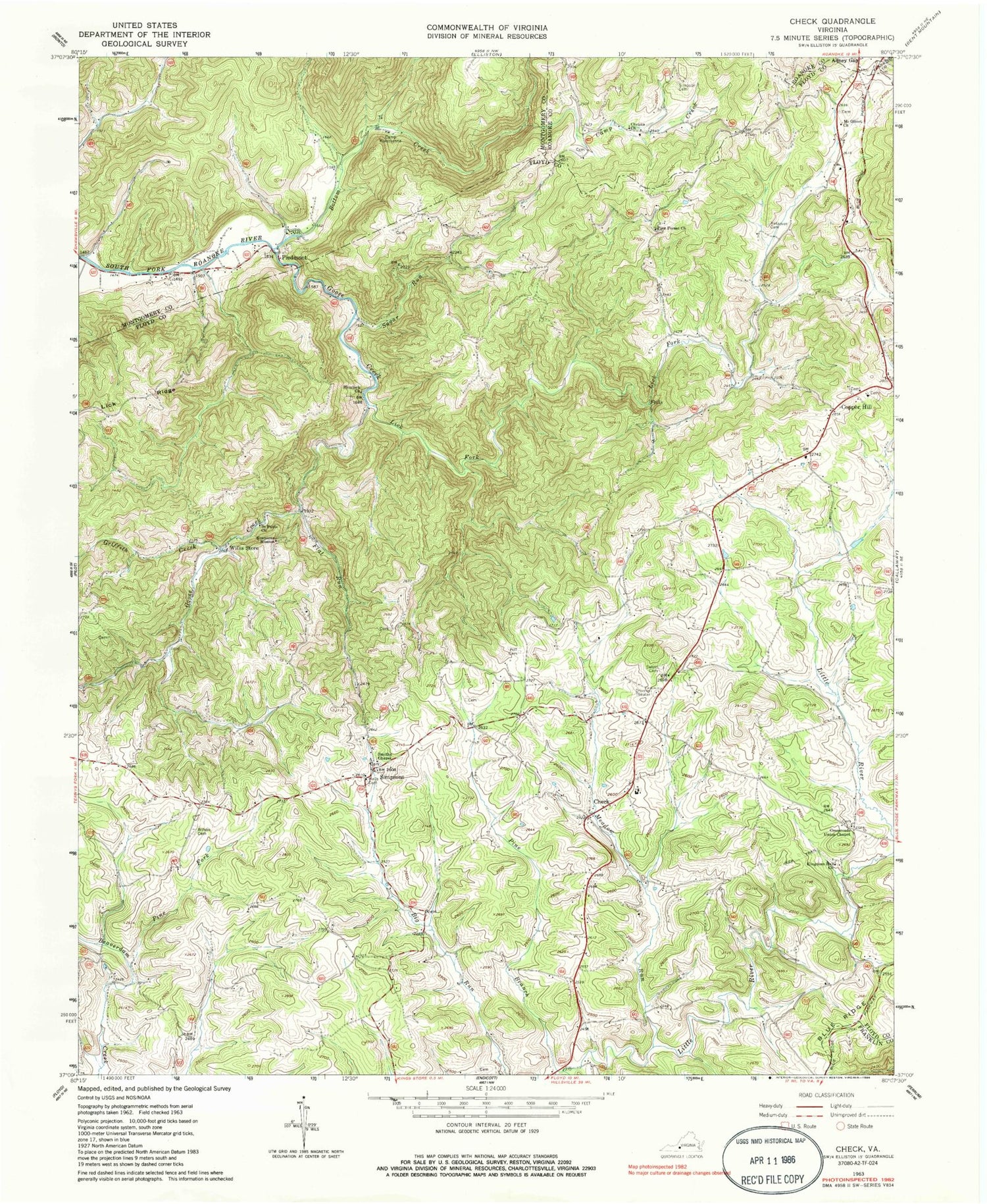 Classic USGS Check Virginia 7.5'x7.5' Topo Map Image