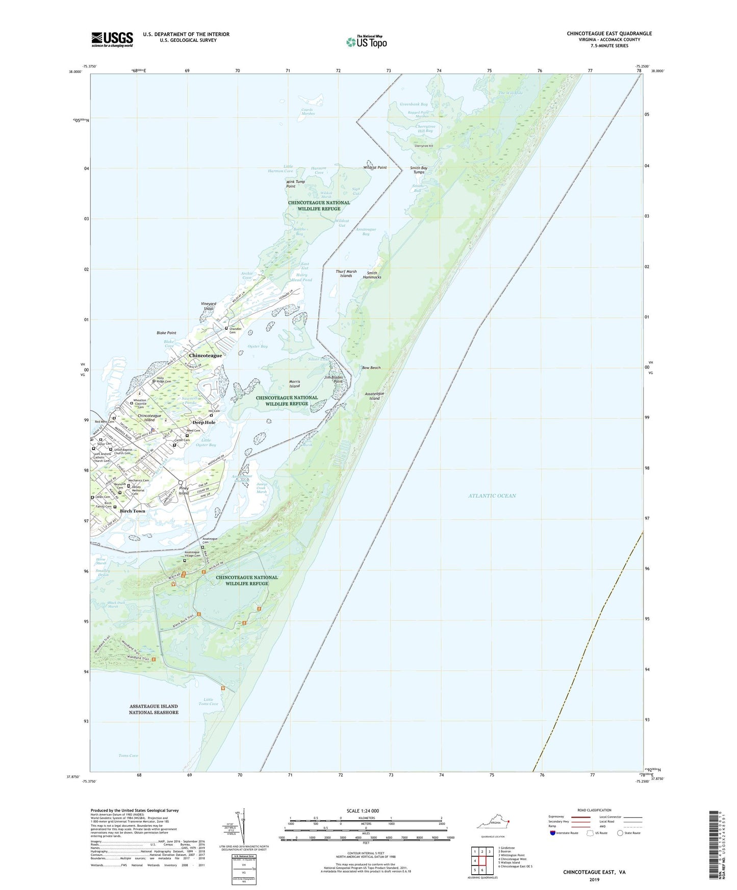 Chincoteague East Virginia US Topo Map Image