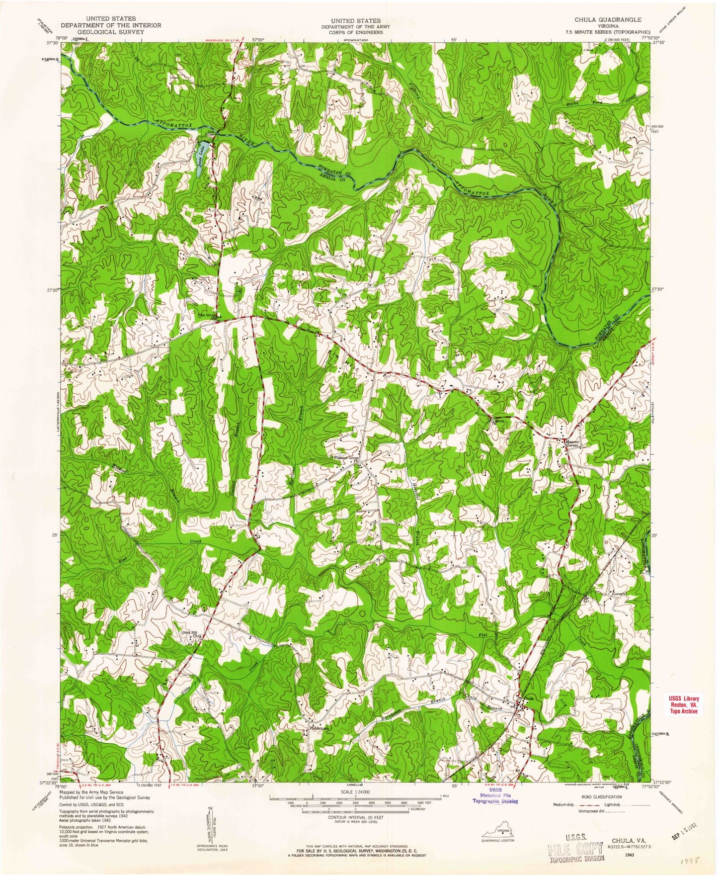 Classic USGS Chula Virginia 7.5'x7.5' Topo Map Image