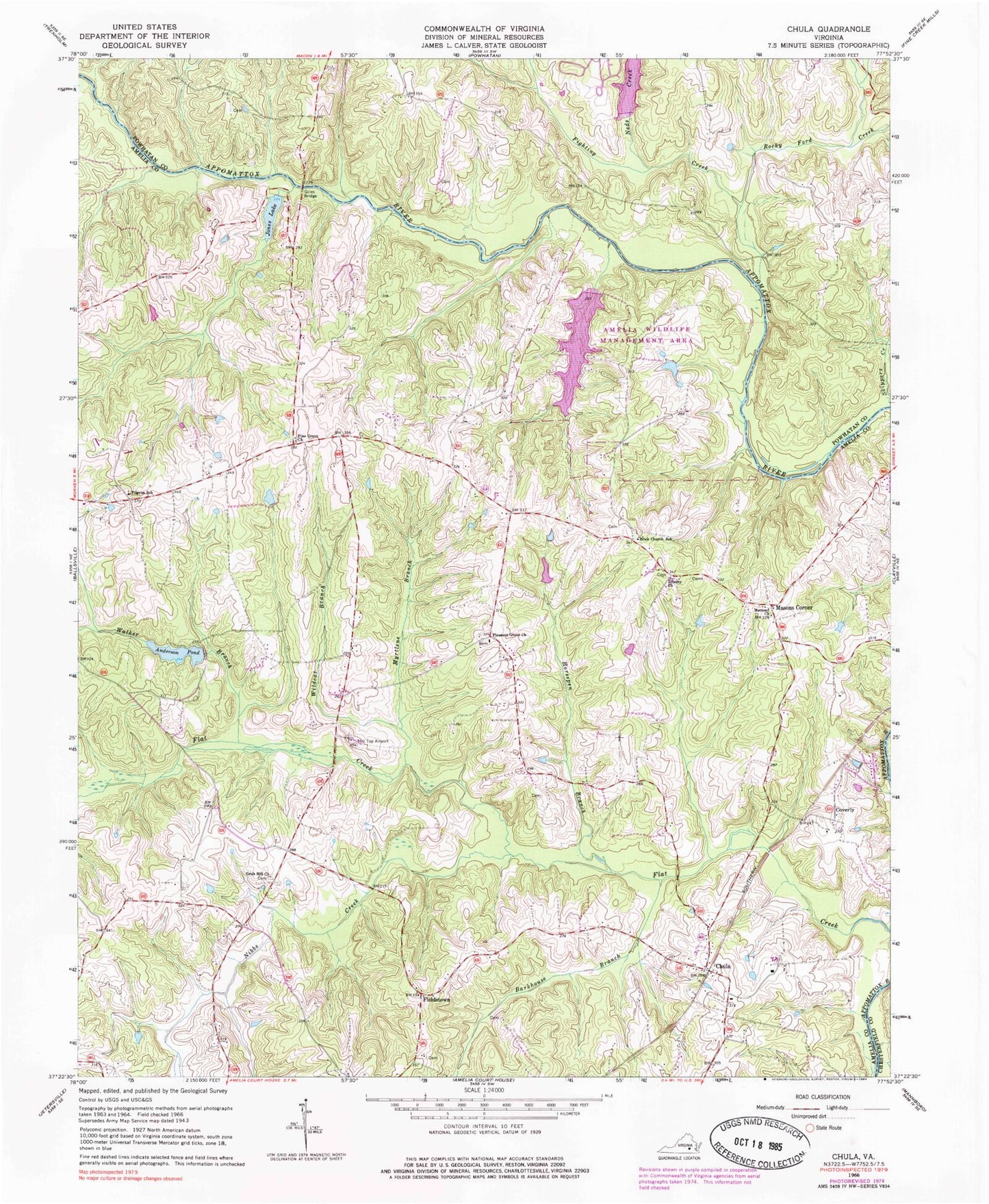 Classic USGS Chula Virginia 7.5'x7.5' Topo Map Image