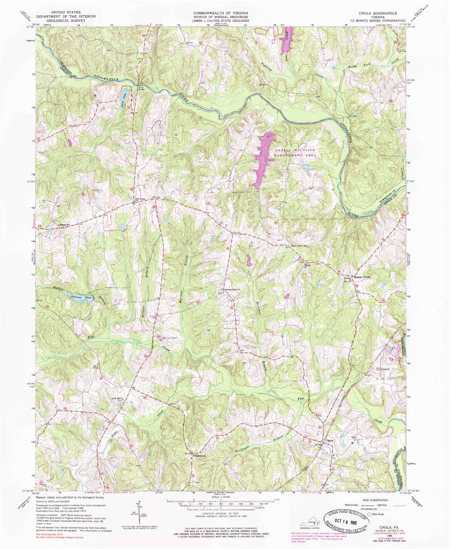 Classic USGS Chula Virginia 7.5'x7.5' Topo Map Image